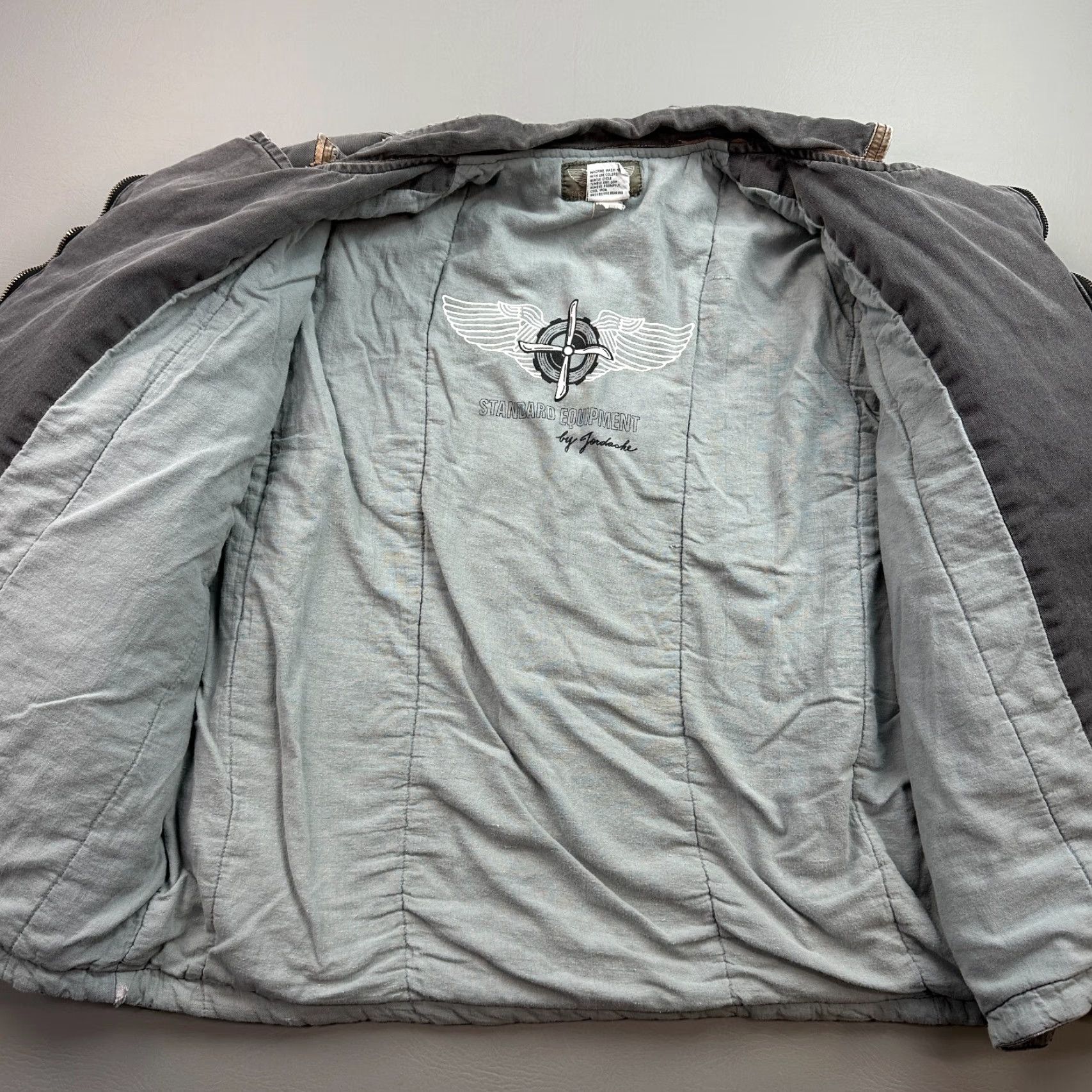 Jordache Vintage Jordache Bomber Jacket Women's XL Gray Padded Canvas Cotton Full Zip Lined Pockets Size XL / US 12-14 / IT 48-50 - 7 Thumbnail