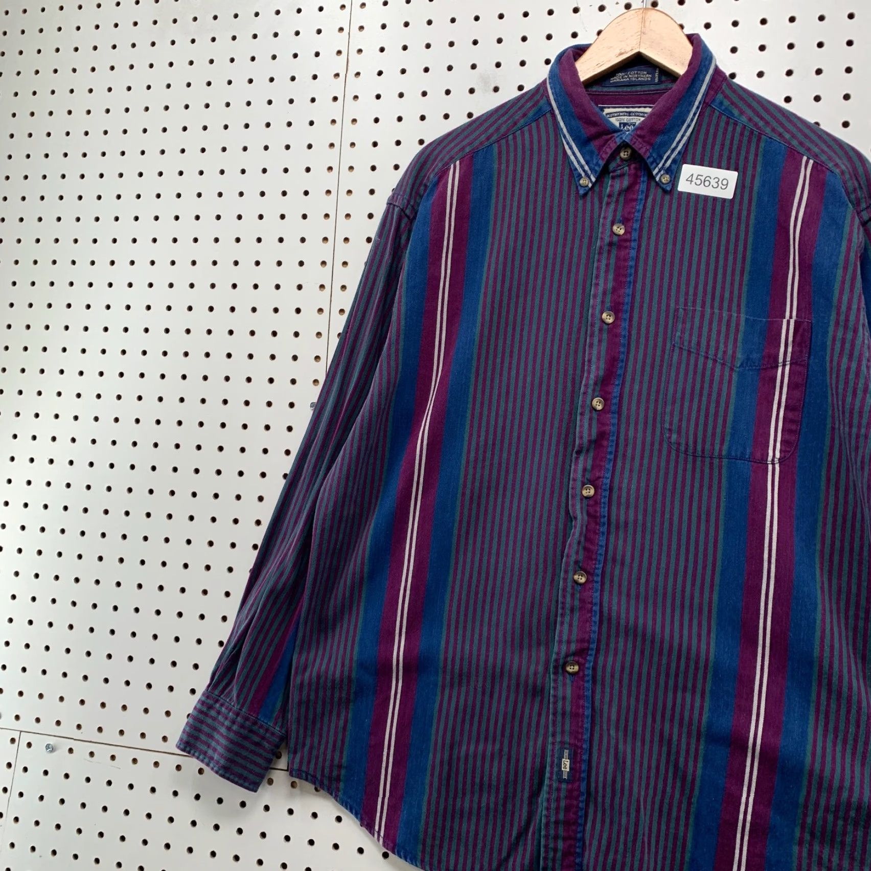 Lee VINTAGE Lee Button Shirt Mens M Purple Blue Striped Long Sleeve Shirt Button-Up Casual Cowboy Western Mens Clothing Size US M / EU 48-50 / 2 - 3 Thumbnail