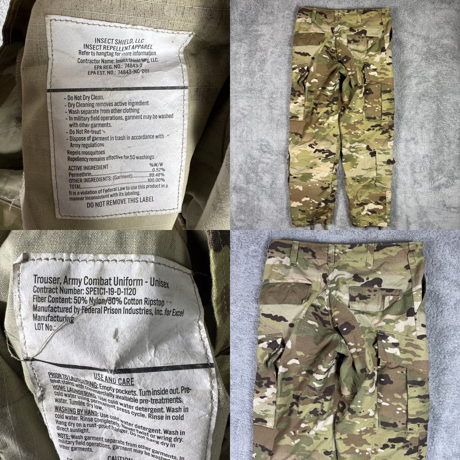 Vintage US Army Jacket S Coat Combat Uniform Reg Short Trouser Perimeter Insect Guard Size US 29 - 11 Thumbnail