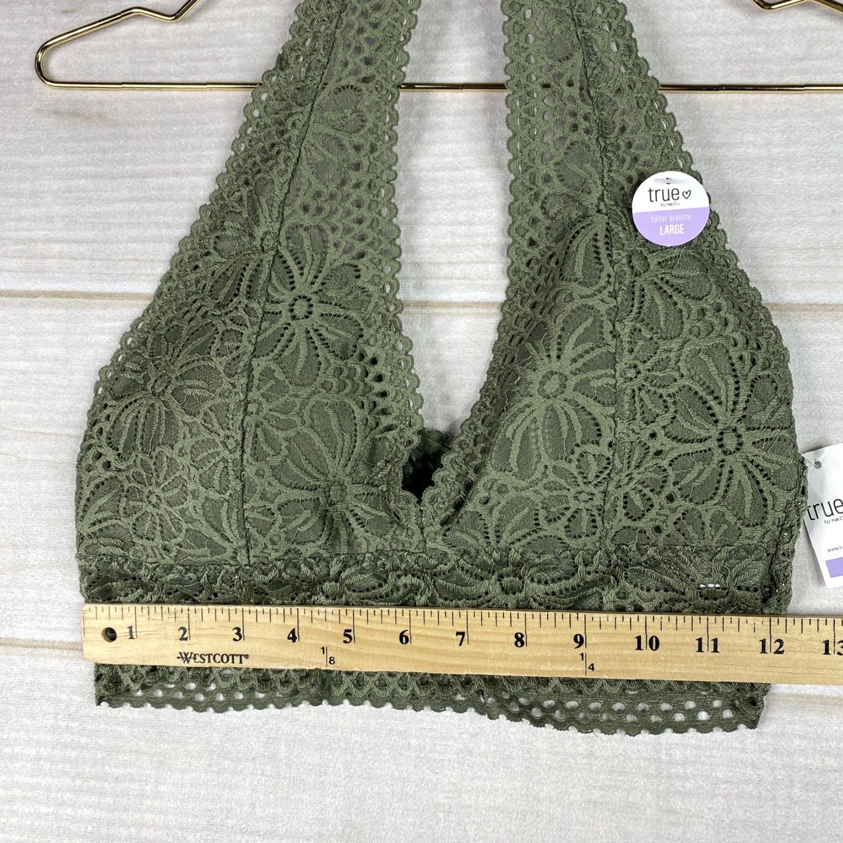 Vintage Rue21 Bralette Women's Size Large Green Floral Print Lace Pullover Bra NWT Size ONE SIZE - 2 Thumbnail