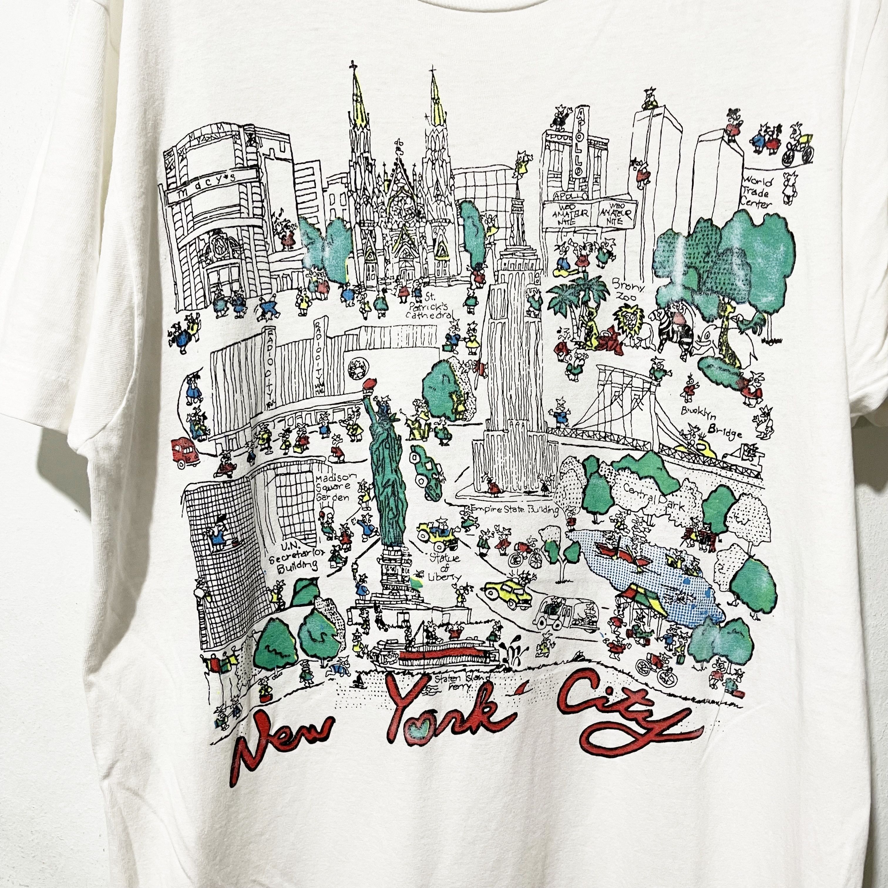 Vintage Vintage 80s New York City Map T-Shirt Size US M / EU 48-50 / 2 - 2 Thumbnail