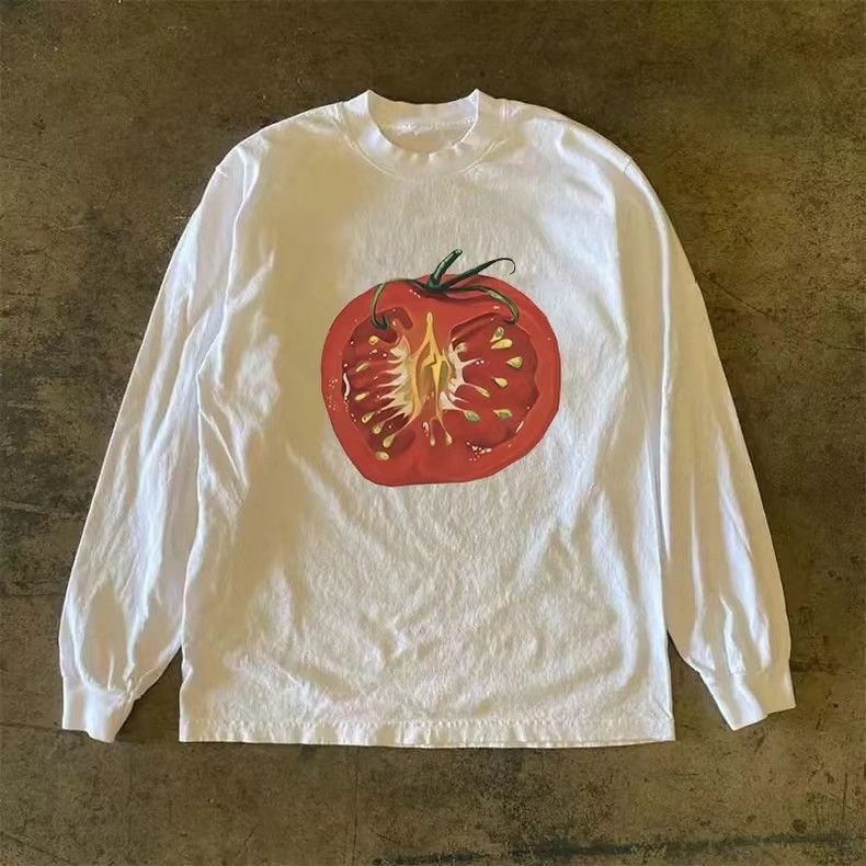 Designer × Japanese Brand White casual tomato print cotton long sleeve shirt Size US L / EU 52-54 / 3 - 1 Thumbnail
