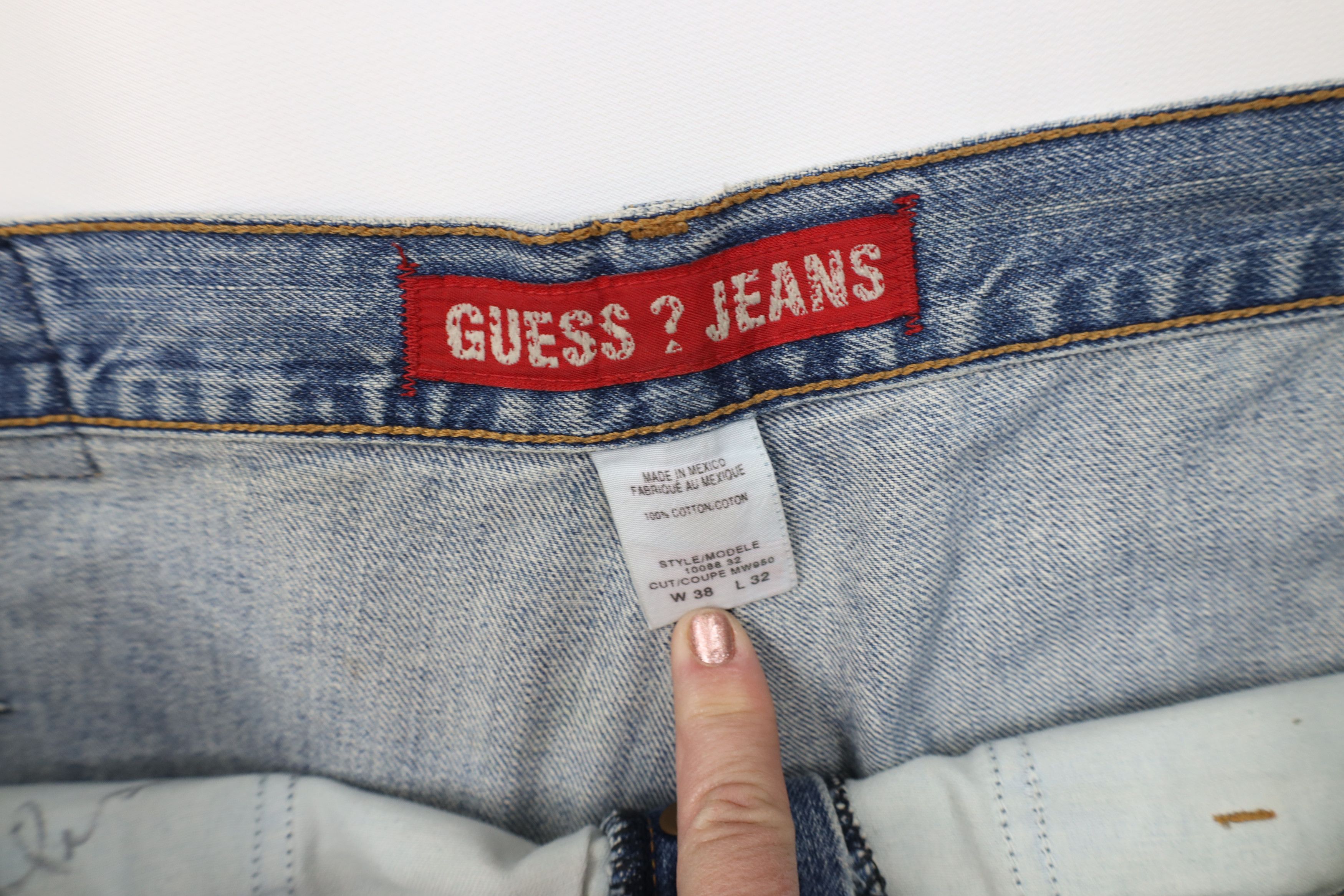 Guess Vintage 90s Guess Baggy Fit Wide Leg Denim Jeans Blue Size US 38 / EU 54 - 10 Thumbnail