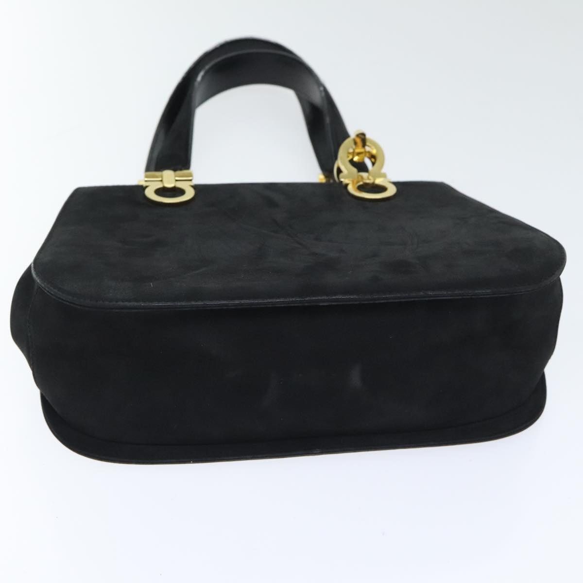 Salvatore Ferragamo Salvatore Ferragamo Gancini Hand Bag Suede Black Gold Size ONE SIZE - 5 Thumbnail