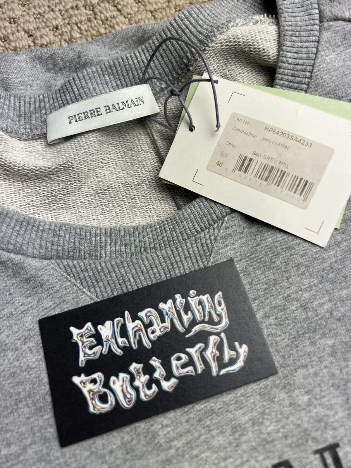 Balmain × Pierre Balmain Pierre Balmain - Gray Classic Logo Sweatshirt Size US S / EU 44-46 / 1 - 8 Thumbnail