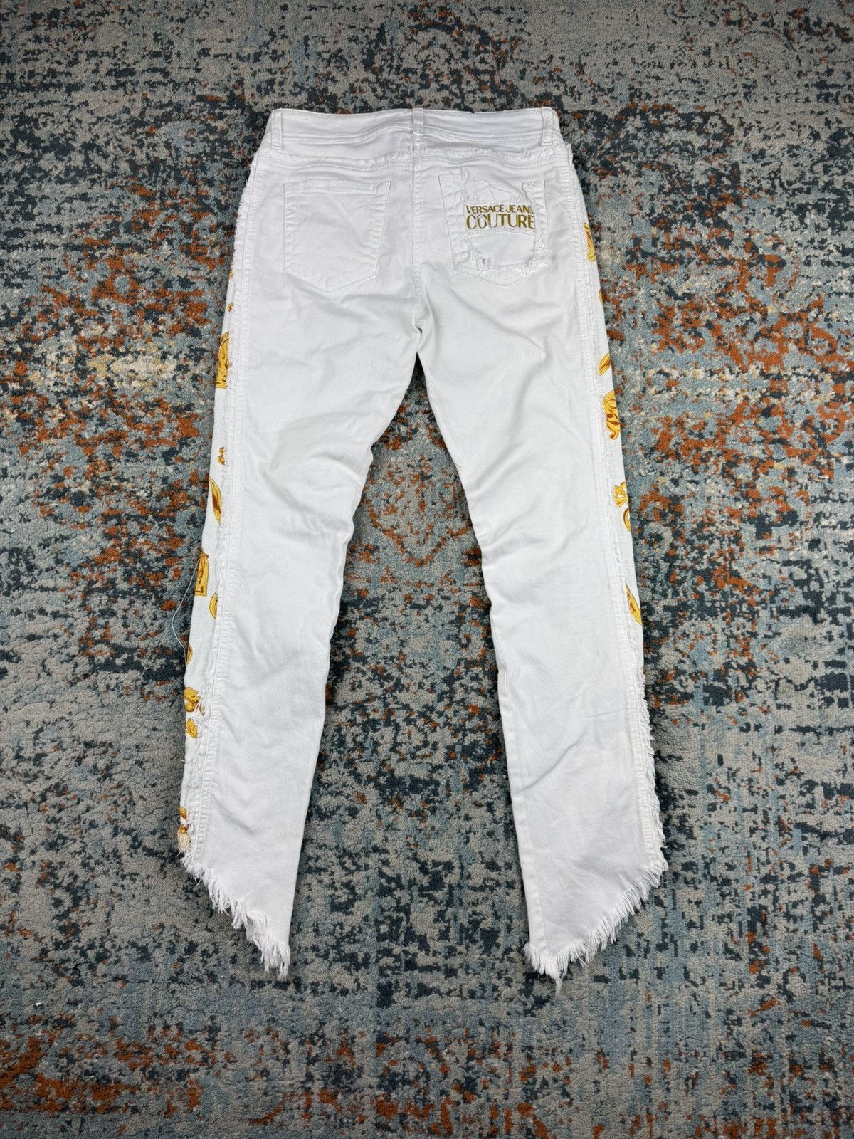 Versace Jeans Couture Vintage Y2K Versace Jeans Couture floral print ripped jeans Size 27" / US 4 / IT 40 - 2 Thumbnail