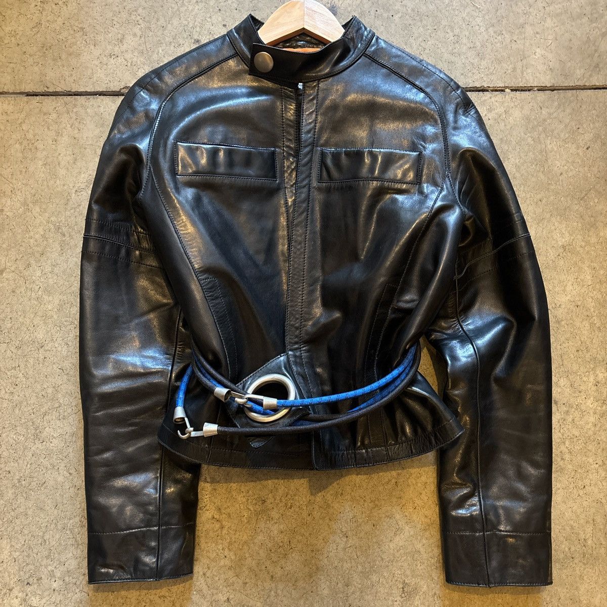 90s dirk bikkembergs ダブルライダースジャケット Dirk Bikkembergs Homme Leather Biker Jacket Belted Black | eBay