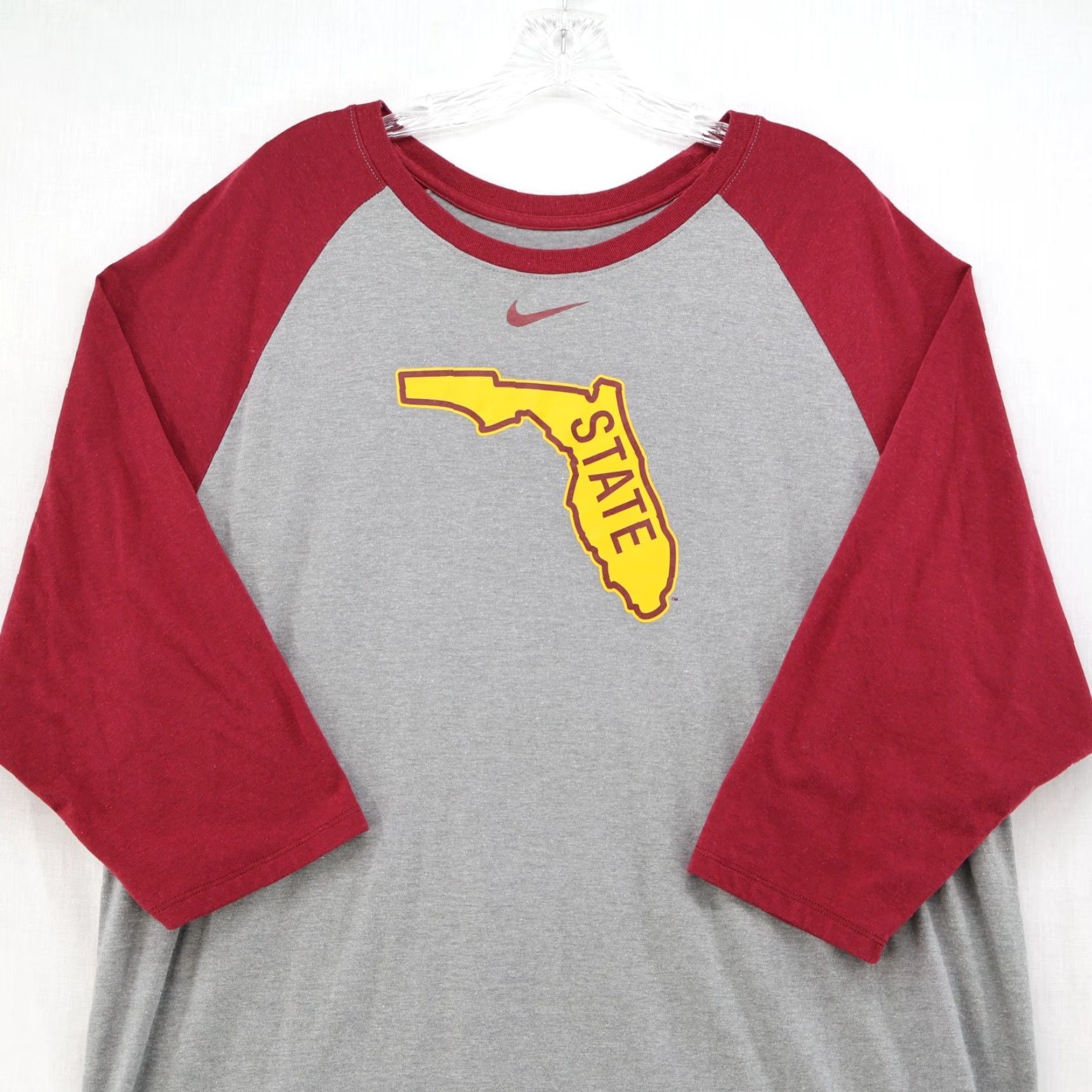 Nike VINTAGE Nike Dri-Fit 3/4 Sleeve Tee Shirt Men's 2XL Gray Red Florida State Shirt Nike Dri-FIT 2XL Gray Red Mens Size US XXL / EU 58 / 5 - 2 Thumbnail