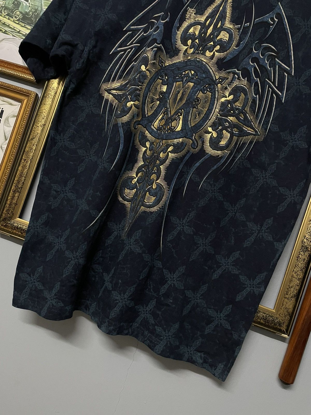 Affliction Vintage Rare 1990s Affliction Cross Live Fast Die Strong Tee Size US XL / EU 56 / 4 - 10 Thumbnail