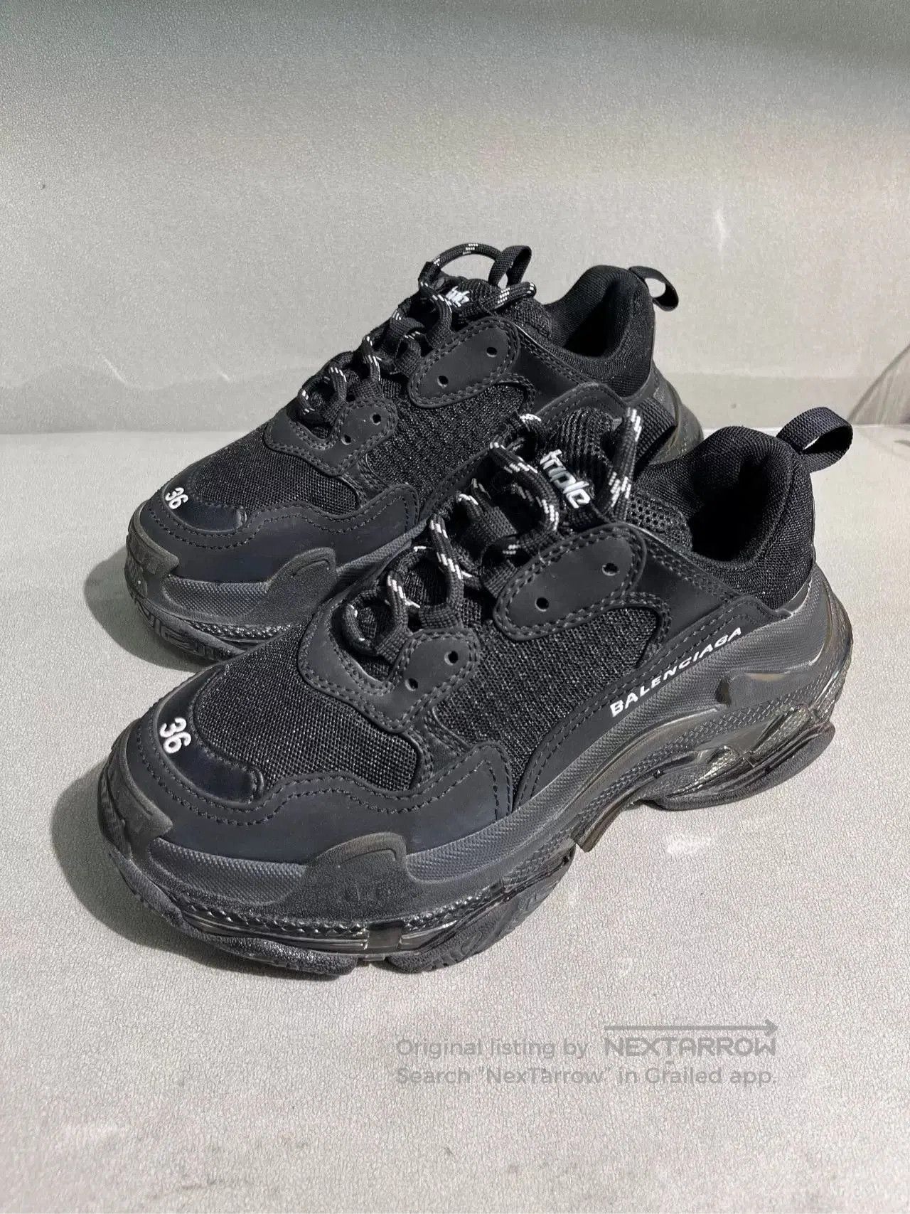 Balenciaga Balenciaga Triple S All-Black Sneakers Size 36. Size US 5 / IT 35 - 1 Thumbnail