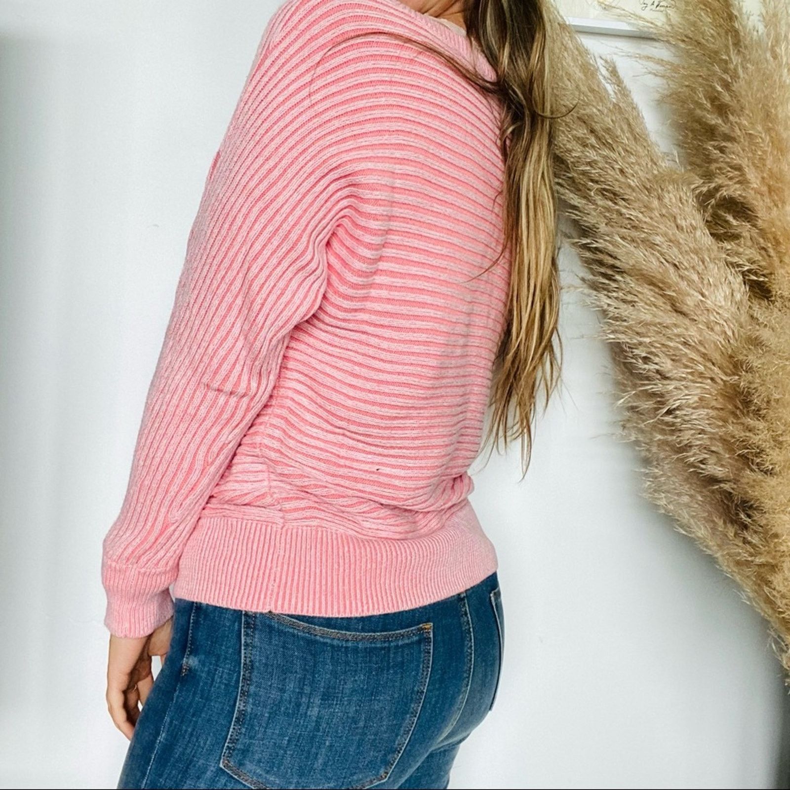 Gap GAP Blush Soft Pink Stripe Knit Long Sleeve Pullover Sweater Size M / US 6-8 / IT 42-44 - 4 Thumbnail