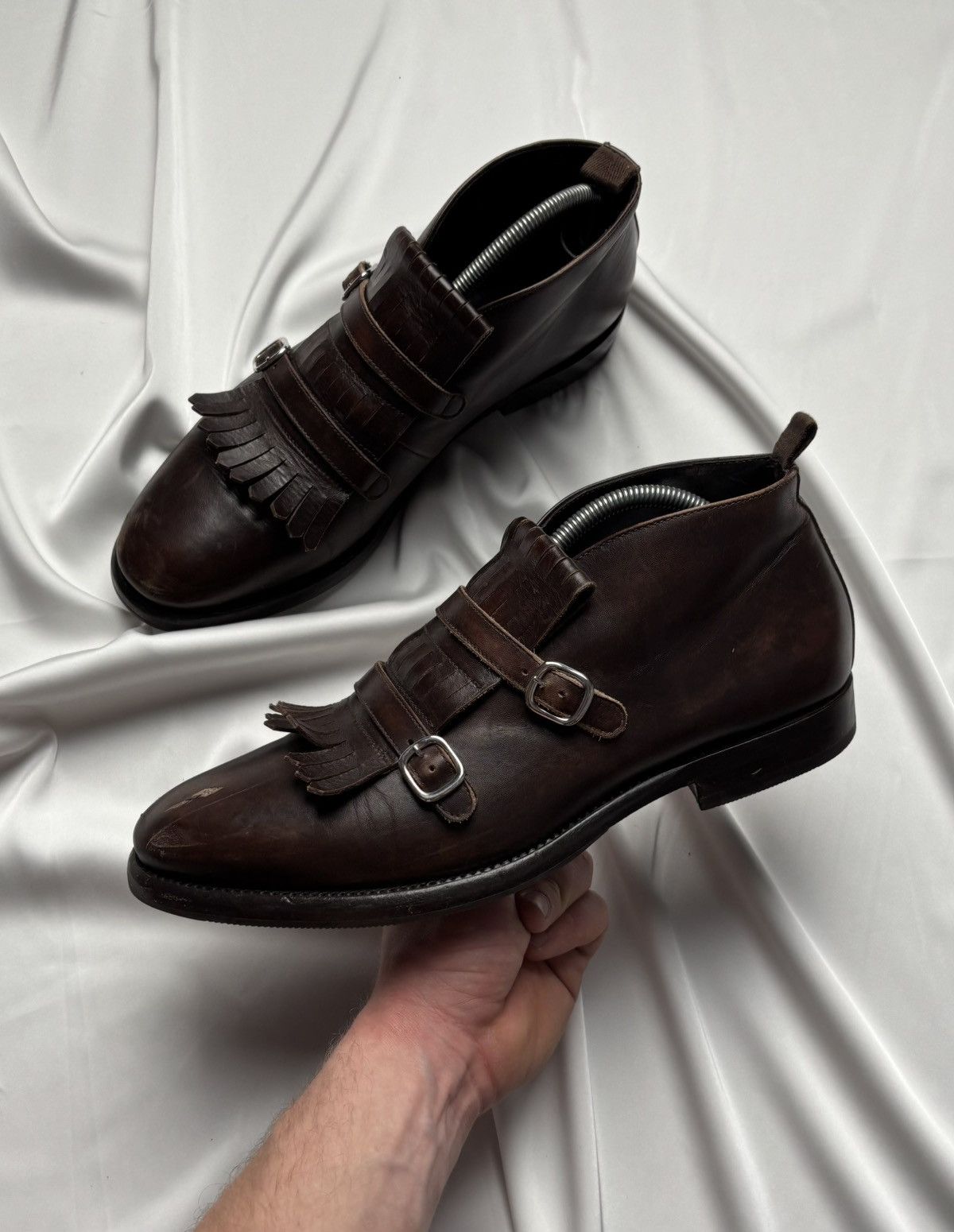 Navyboot Leather Belted Tassel Shoes in Brown, Men's (Size 9)