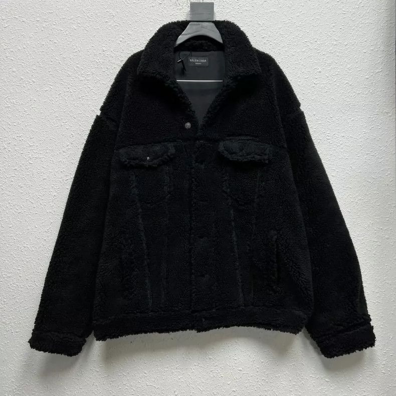 Balenciaga Black Teddy Fleece Jacket - dmc
