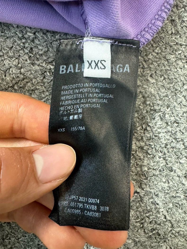 Balenciaga Balenciaga Purple big hole letter logo short sleeve 2502-Ne Size US XXS / EU 40 - 5 Thumbnail