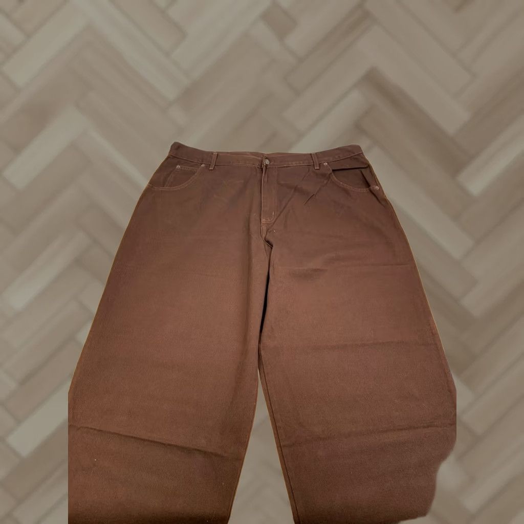 Vintage VINTAGE Solo Jeans Shirt Baggy 90s Hip Hop USA Mens 44x31 Brown Cotton Denim 5-Pocket Straight Relaxed NWT Size US 44 / EU 60 - 1 Thumbnail