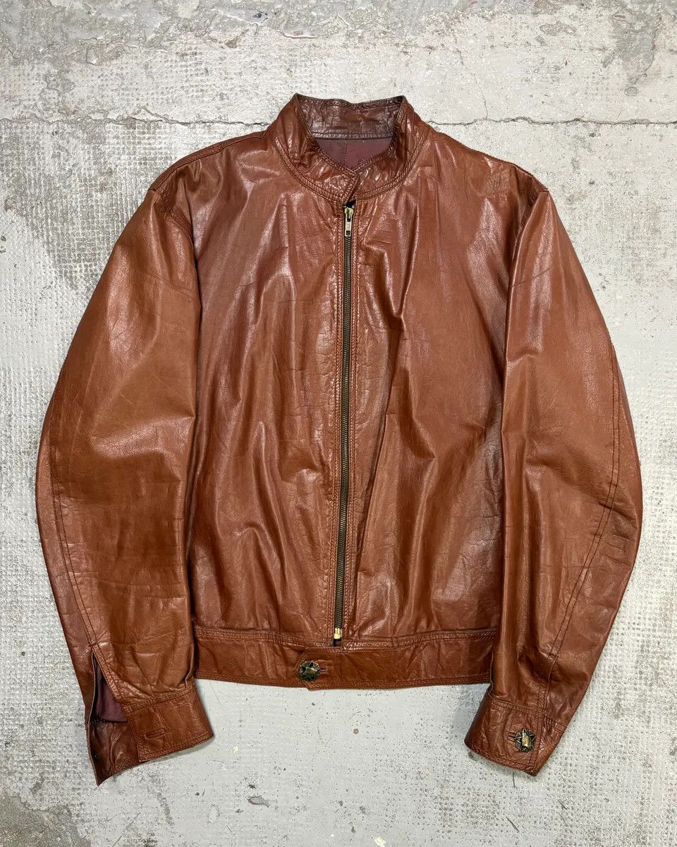 Roberto Cavalli AW2000 Roberto Cavalli Biker Red Bordeaux Leather Jacket Size US M / EU 48-50 / 2 - 1 Thumbnail
