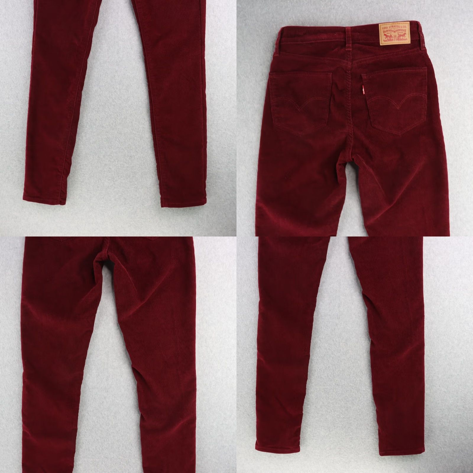 Levi's Levis 721 Skinny Jeans Women Size 26 High Rise Corduroy Burgundy Zipper Size 26" / US 2 / IT 38 - 9 Thumbnail