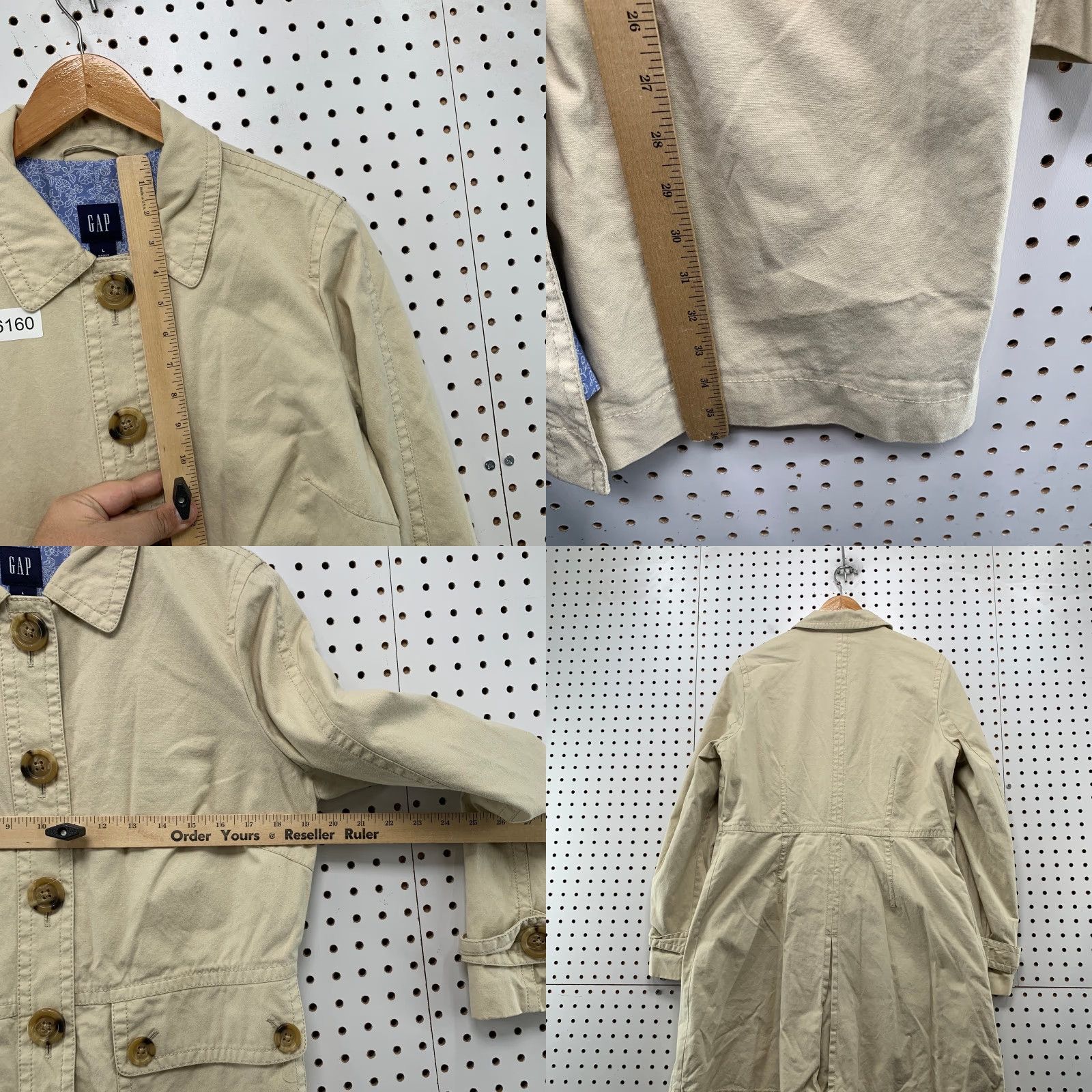 Gap VINTAGE Gap Trench Coat Women Large Beige Canvas Button Pocket Flap Y2K Long Sleeve Cotton Coat Beige Women's Regular Size L -/- 90s Theme Classic Size L / US 10 / IT 46 - 9 Thumbnail