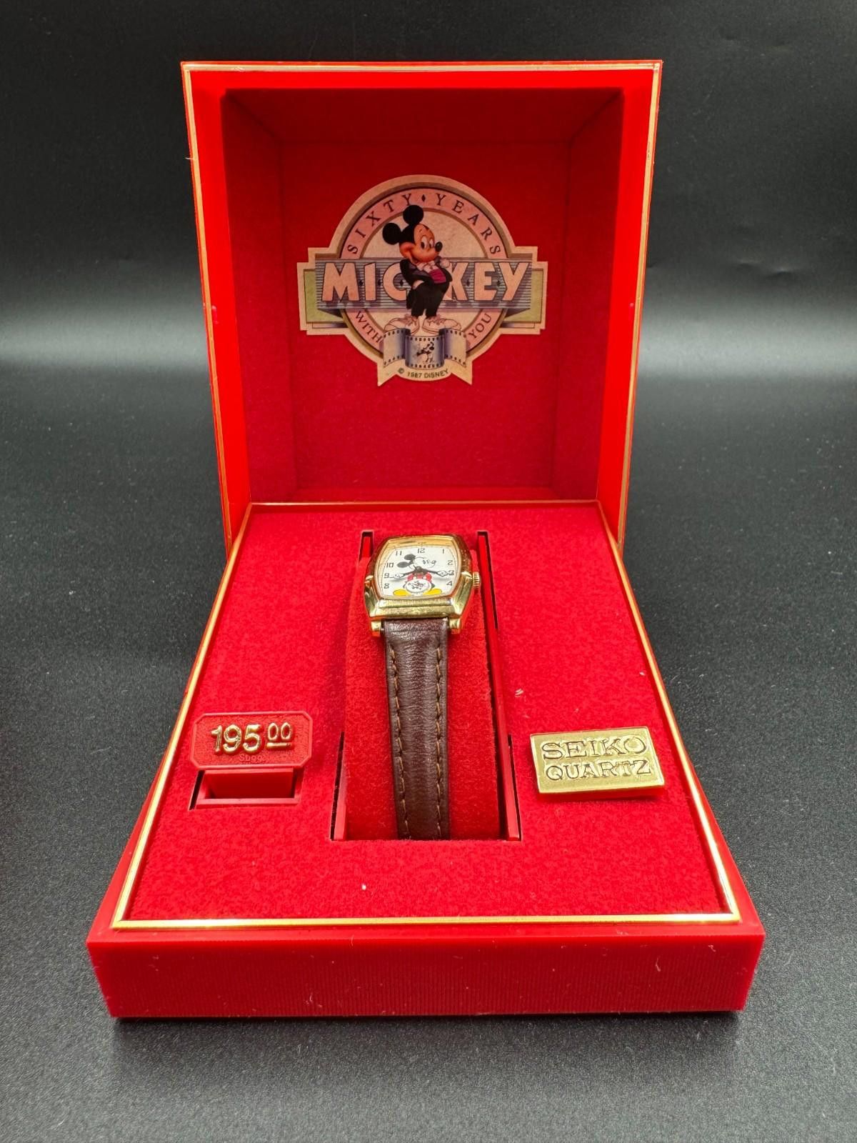 Seiko Classic 80's Mickey Mouse Face Leather Strap Watch Japan 2K0 Size ONE SIZE - 8 Thumbnail
