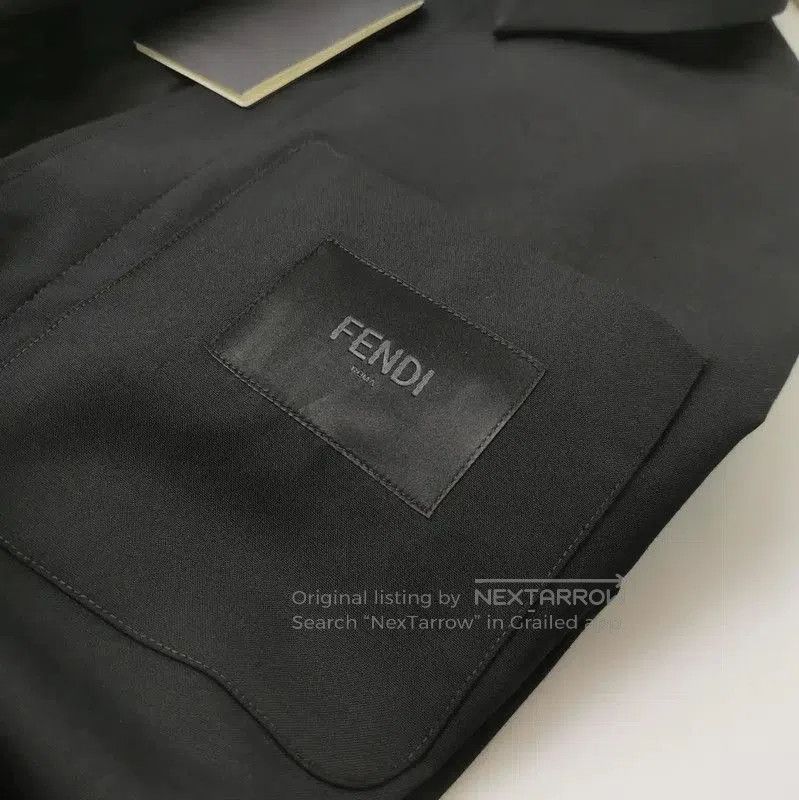 Fendi Fendi Black Wool Embroidered Logo Jacket . Size US M / EU 48-50 / 2 - 3 Thumbnail