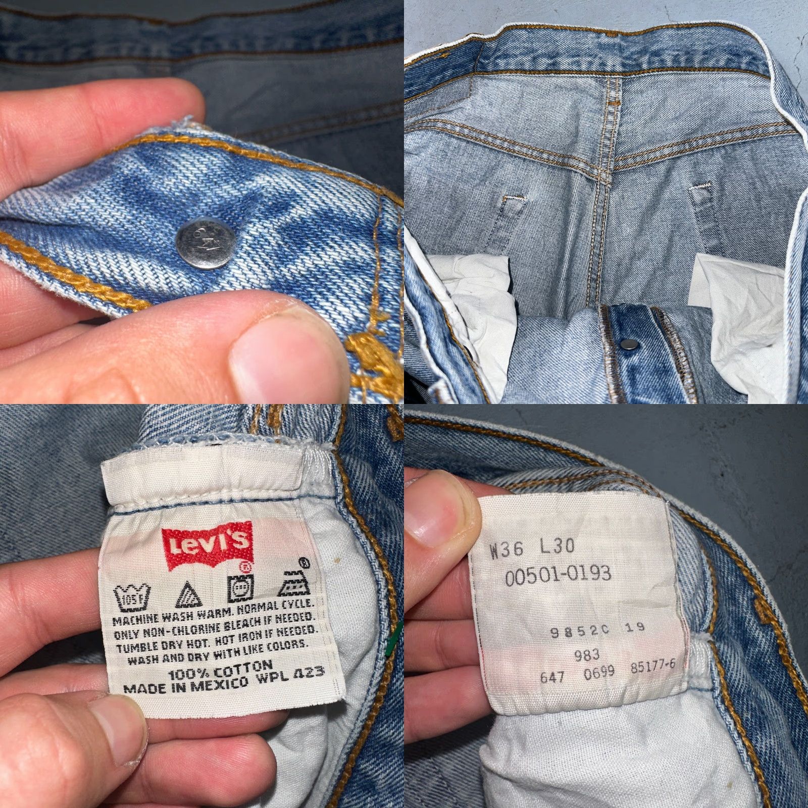 Levi's VINTAGE Levi's 501 Jeans Men 36x30 Blue Light Wash Straight 90s USA Classic 5-Pocket Denim Size US 36 / EU 52 - 9 Thumbnail