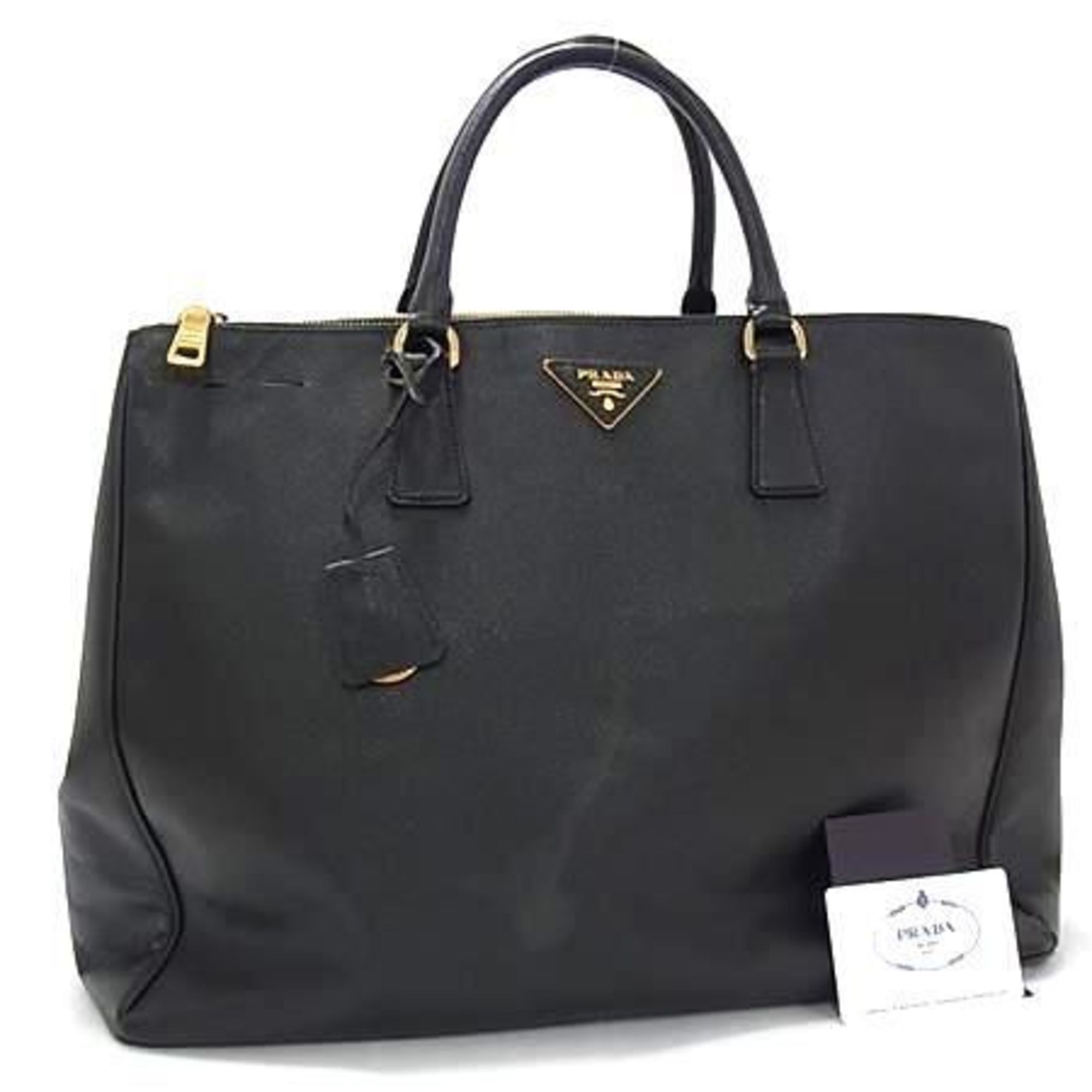 PRADA Galleria Tote Bag BN1802 Black Saffiano Leather Men's