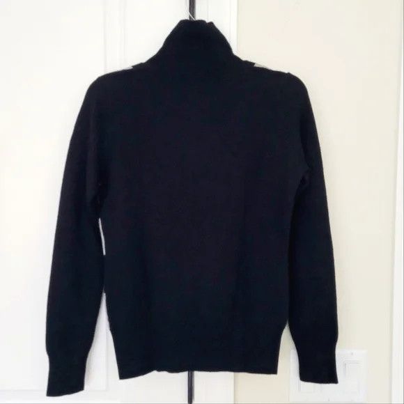 Bloomingdale's C by Bloomingdale's B&W Checkered Cashmere/Wool Turtleneck Size S / US 4 / IT 40 - 3 Thumbnail