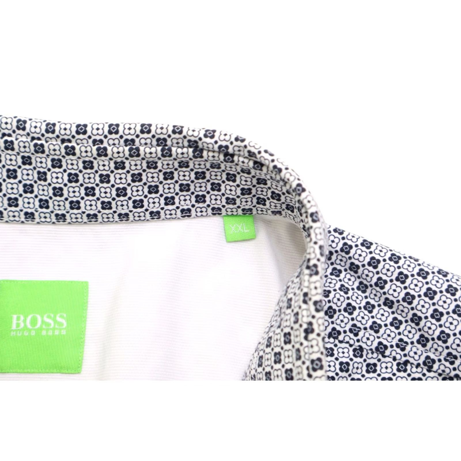 Hugo Boss HUGO BOSS C-Bonettino Slim Fit Formal Shirt Men Short Sleeve Patterned 2XL White Dress Shirt Button-Up Slim Fit Mens Size 48R - 6 Thumbnail