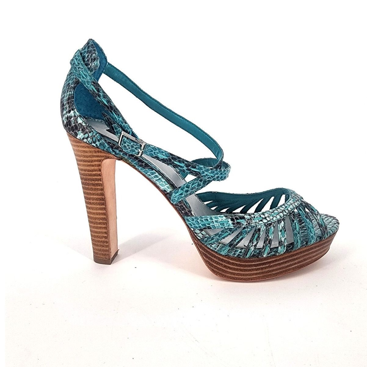 White House Black Market White House Black Market Teal Snakeskin Sandal Women's Sz 10 Size US 10 / IT 40 - 1 Thumbnail