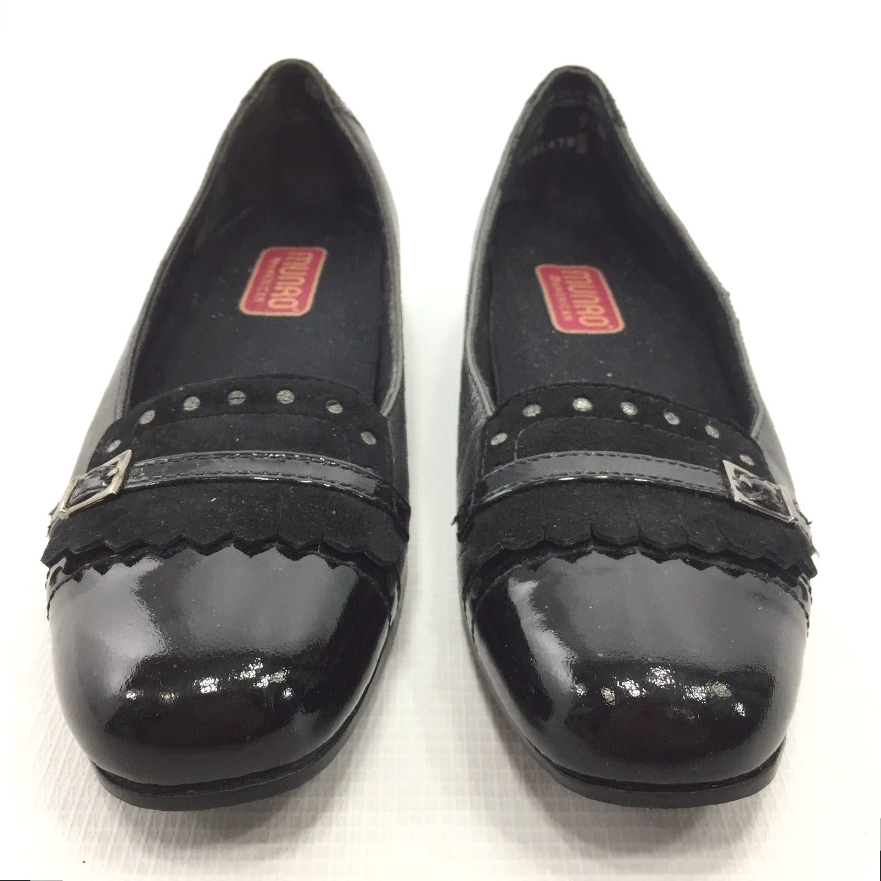 Vintage MUNRO American Womens Flats Black 6M Patent Cap Toe Kiltie Leather Ballet Flat Womens Shoes Size ONE SIZE - 3 Thumbnail
