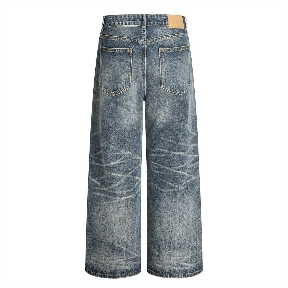 Japanese Brand Punk-style washed distressed loose wide-leg jeans for men Size US 32 / EU 48 - 2 Thumbnail