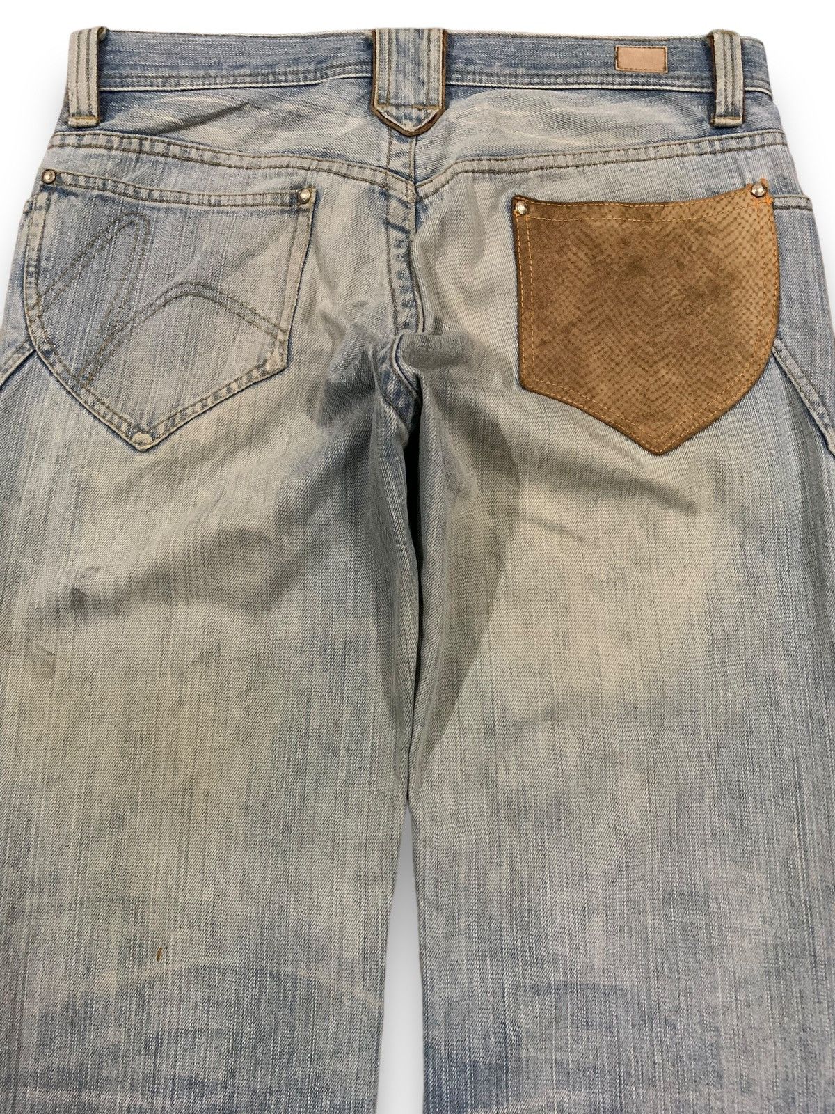 Tornado Mart Vintage NCFM Leather Pocket Clawmark Distressed Jeans Size US 32 / EU 48 - 11 Thumbnail