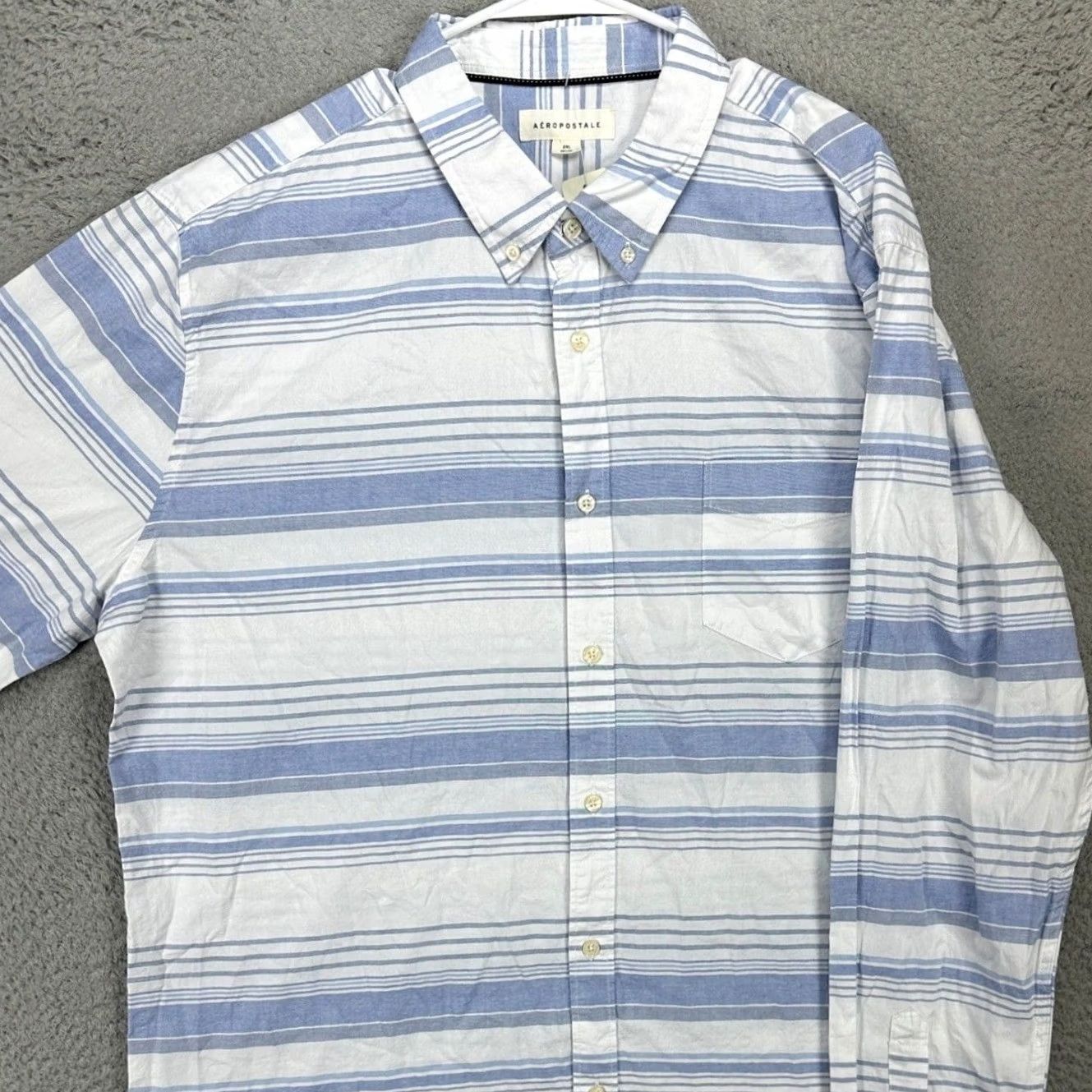 Aeropostale Aeropostale Mens Button-Down Shirt 2XL Blue Stripe Long Sleeve Pocket Cotton NEW Size US XXL / EU 58 / 5 - 2 Thumbnail