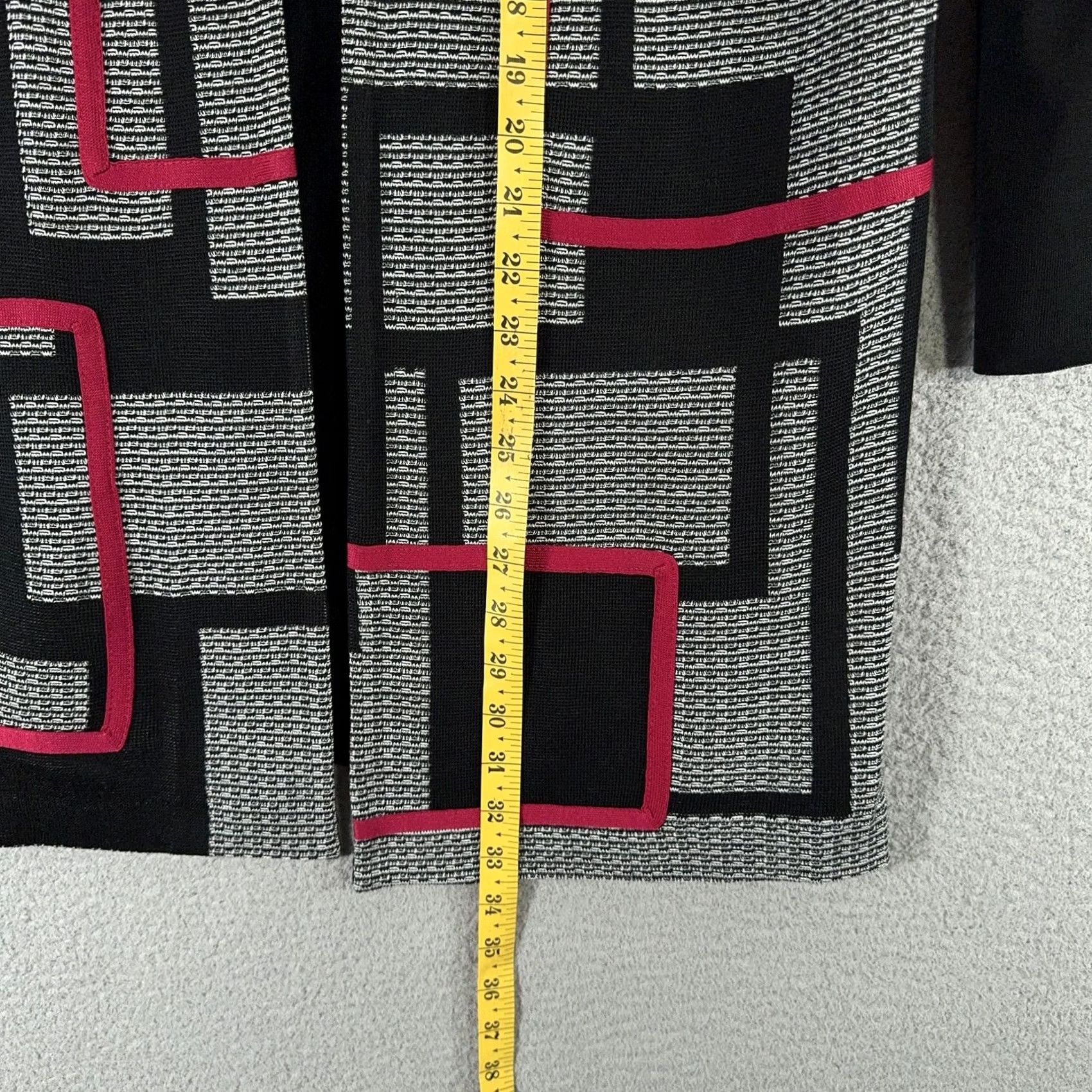 Vintage VINTAGE: Ming Wang Jacket Womens Large Black Red Gray Geometric Open Front Knit Career Size L / US 10 / IT 46 - 7 Thumbnail