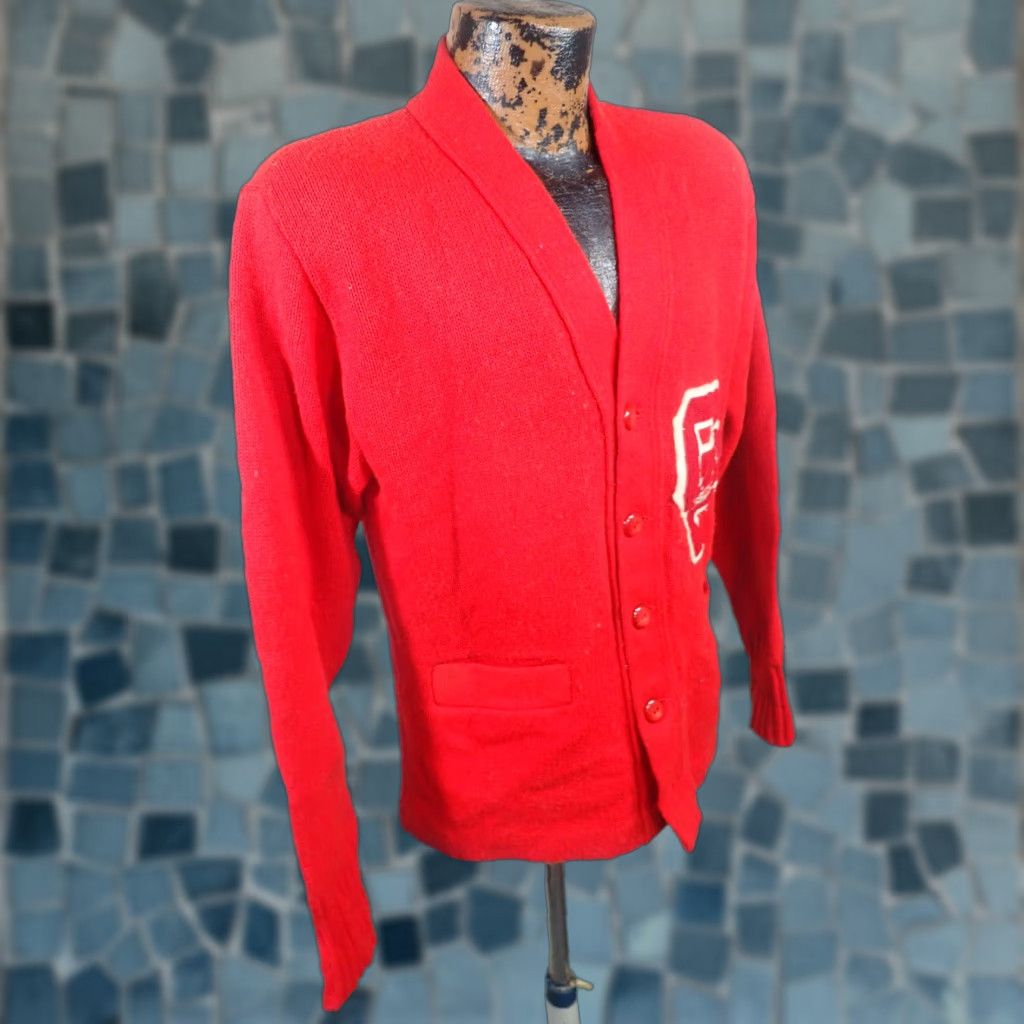 Vintage VINTAGE Tennessee American 60s Red Letterman Sweater Cardigan Adult Medium GF Football Mens Size US L / EU 52-54 / 3 - 1 Thumbnail