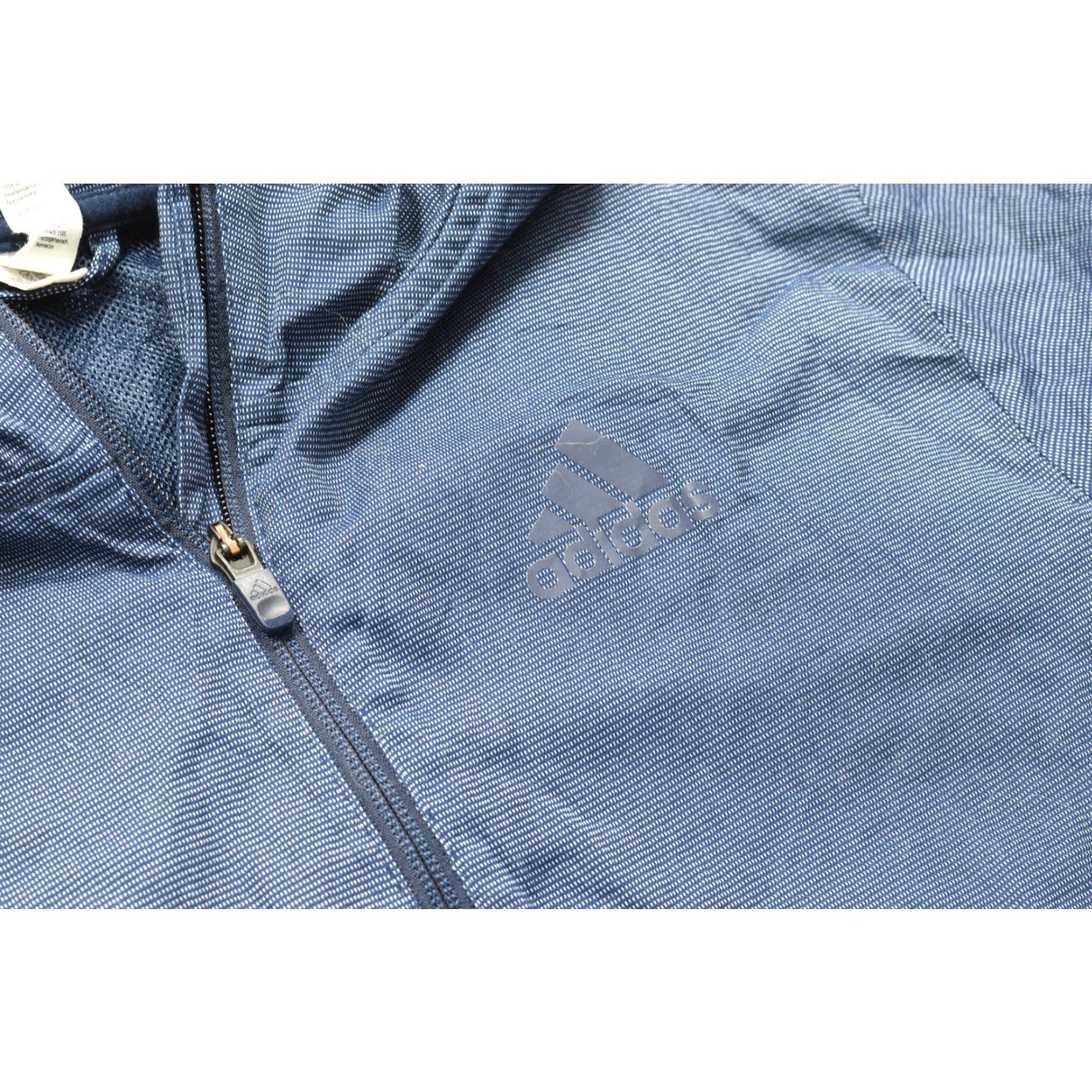 Adidas Adidas Mens Small Blue Textured Quarter Zip Hooded Windbreaker Jacket S Size US S / EU 44-46 / 1 - 7 Thumbnail