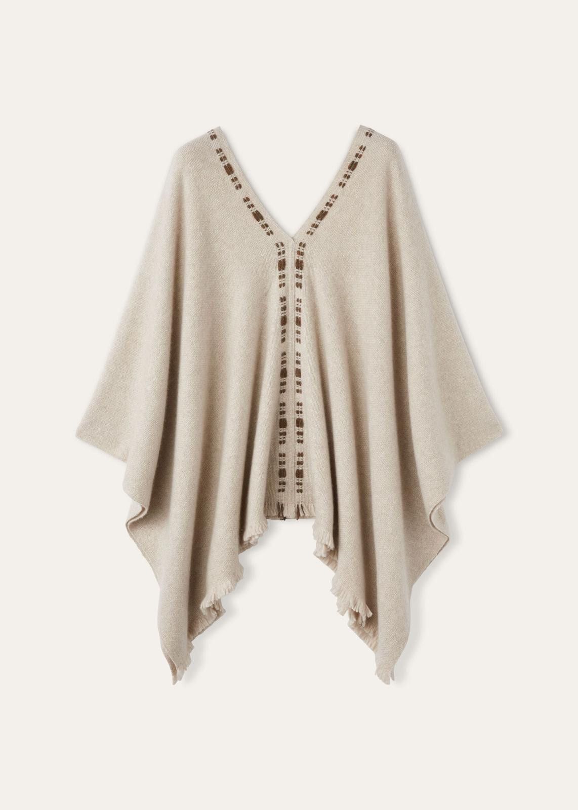 Loro Piana o1srvl11e0125 FAO1051 Size: OS/ Short Poncho in Beige Size ONE SIZE - 1 Thumbnail