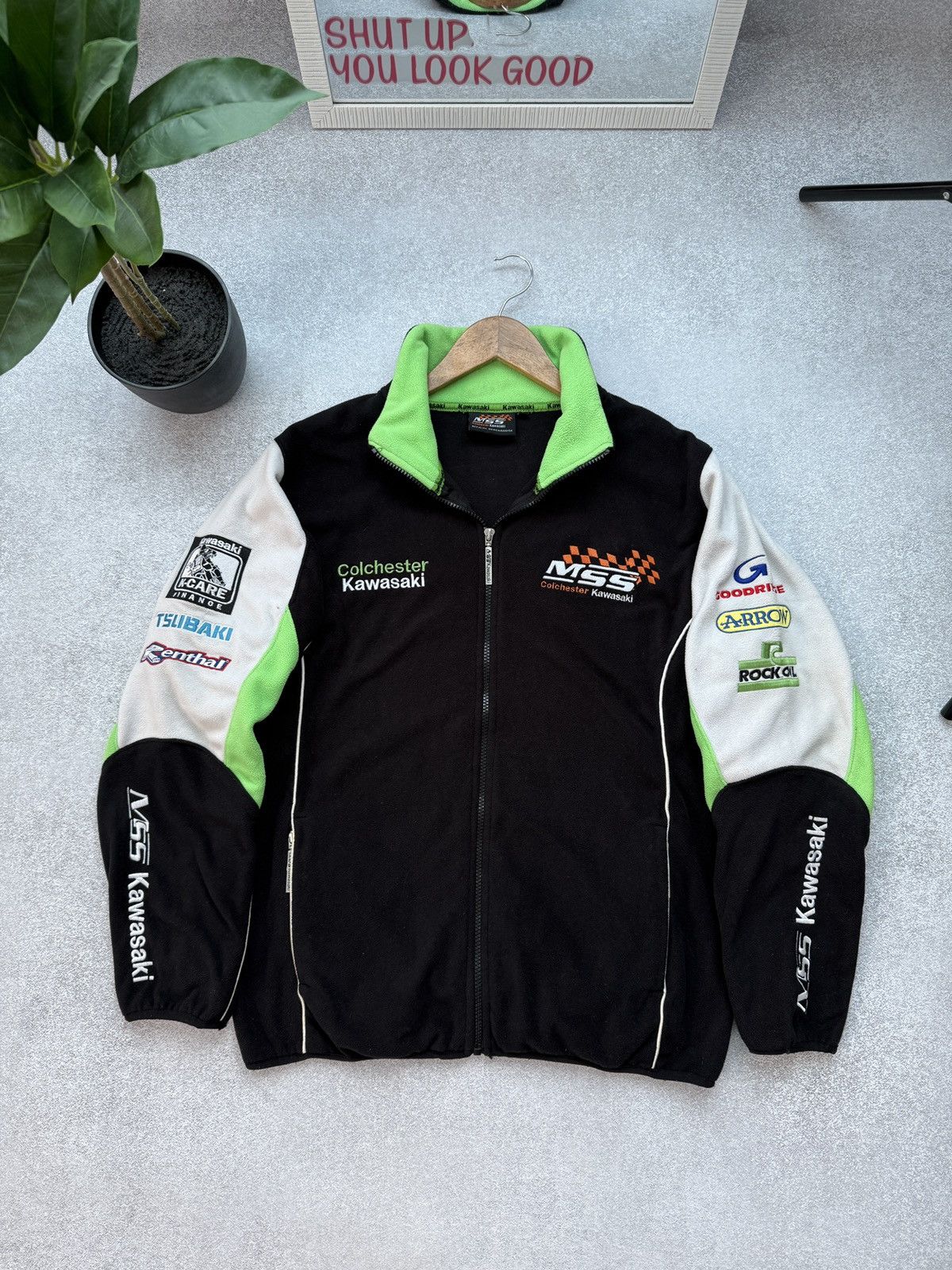 NASCAR KAWASAKI RACING NASCAR MOTO FLEECE MSS RETRO RARE Y2K BLACK Size US S / EU 44-46 / 1 - 2 Thumbnail