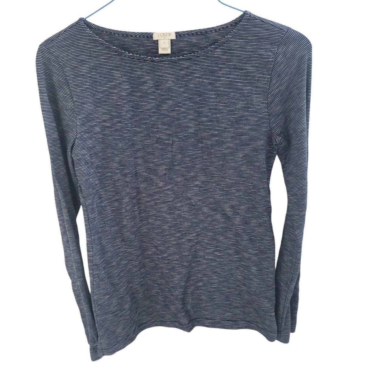 J.Crew J.Crew Navy & White Striped Long Sleeve Scoop Neck Top-Small Size S / US 4 / IT 40 - 1 Thumbnail