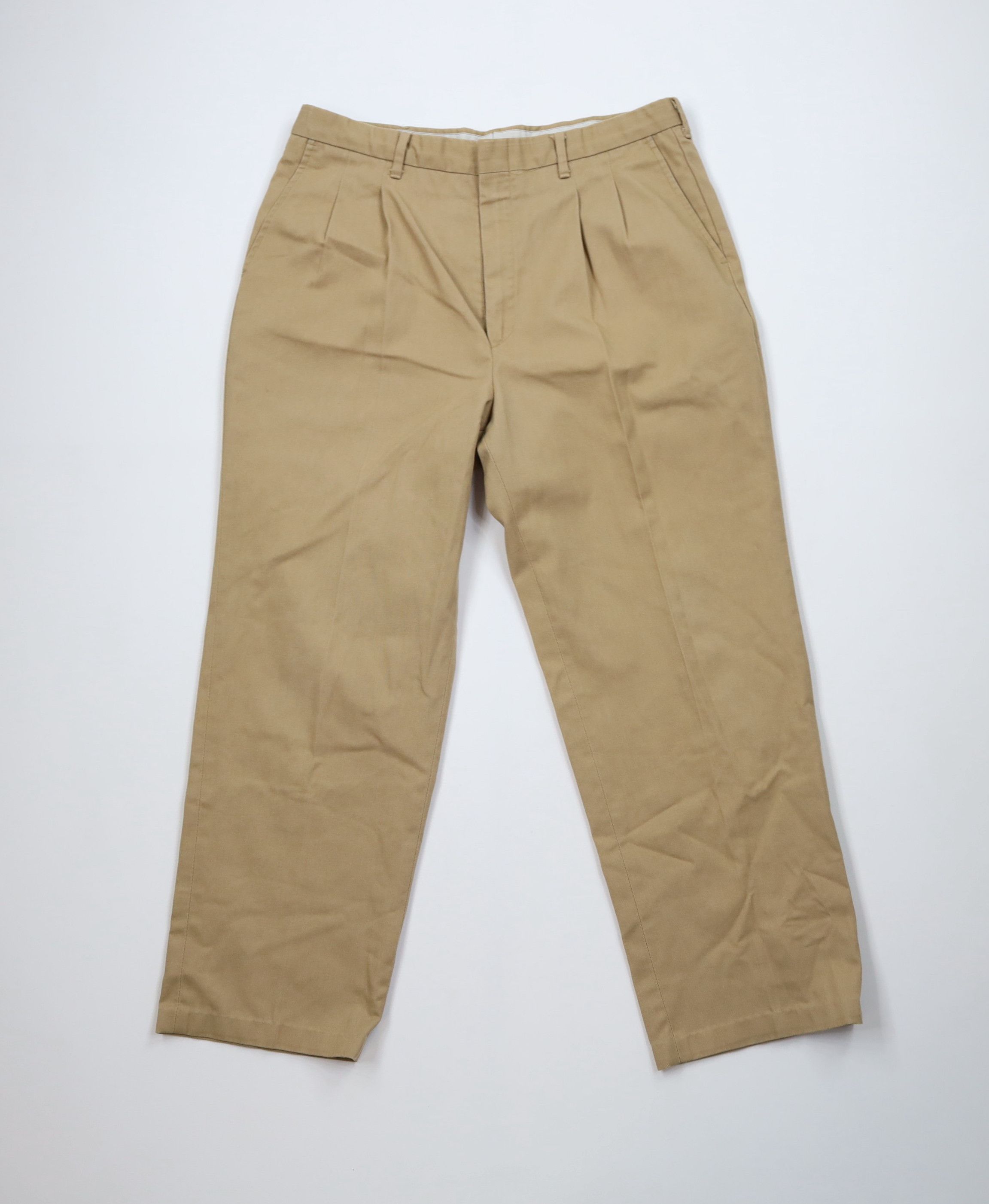 Vintage Vintage 70s Streetwear Bootcut Pleated Chino Pants Khaki USA Size US 32 / EU 48 - 1 Thumbnail