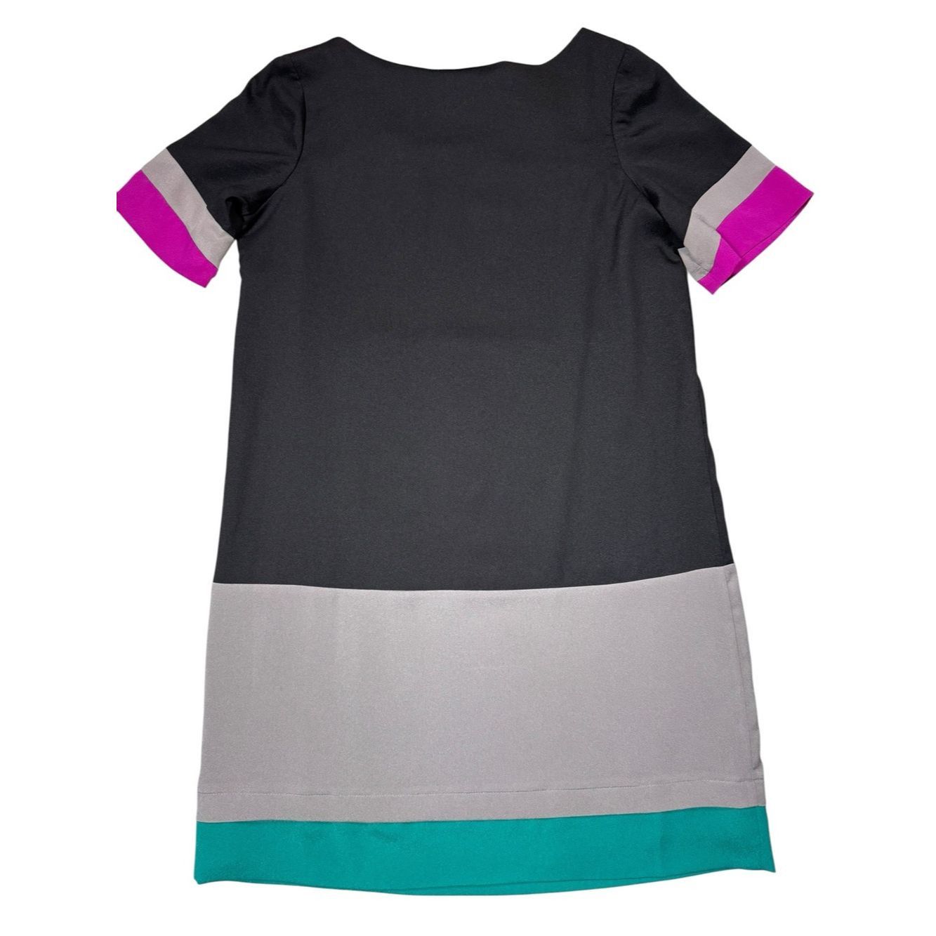 AQUA Aqua Black Colorblock Mini Dress with Gray, Teal & Magenta Size M / US 6-8 / IT 42-44 - 4 Thumbnail