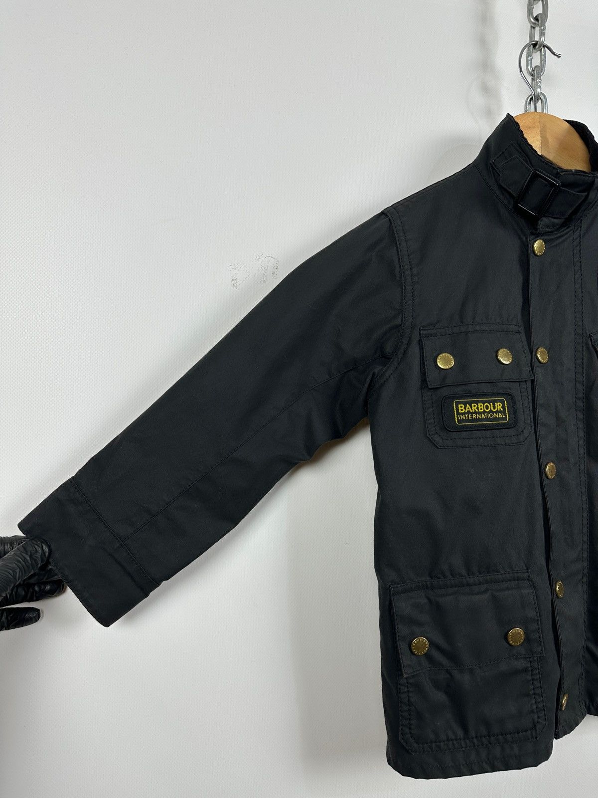 Barbour Kids Barbour Union Jack International Black Waxed Jacket Size US XXS / EU 40 - 10 Thumbnail