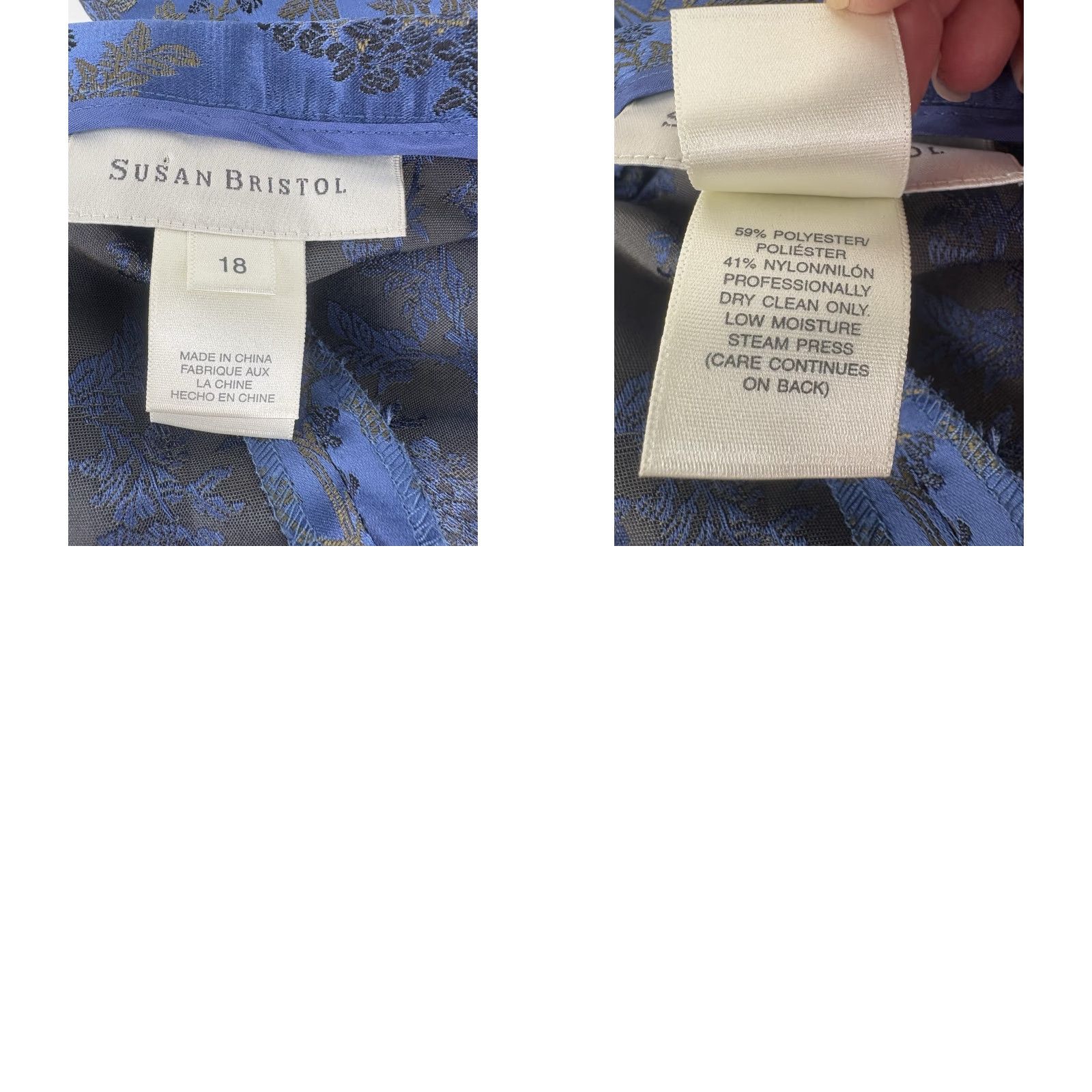 Vintage Susan Bristol Blue W-Gld/Blk Designs Dress Pants Womens Size 18 Size 40" / US 18 - 8 Thumbnail
