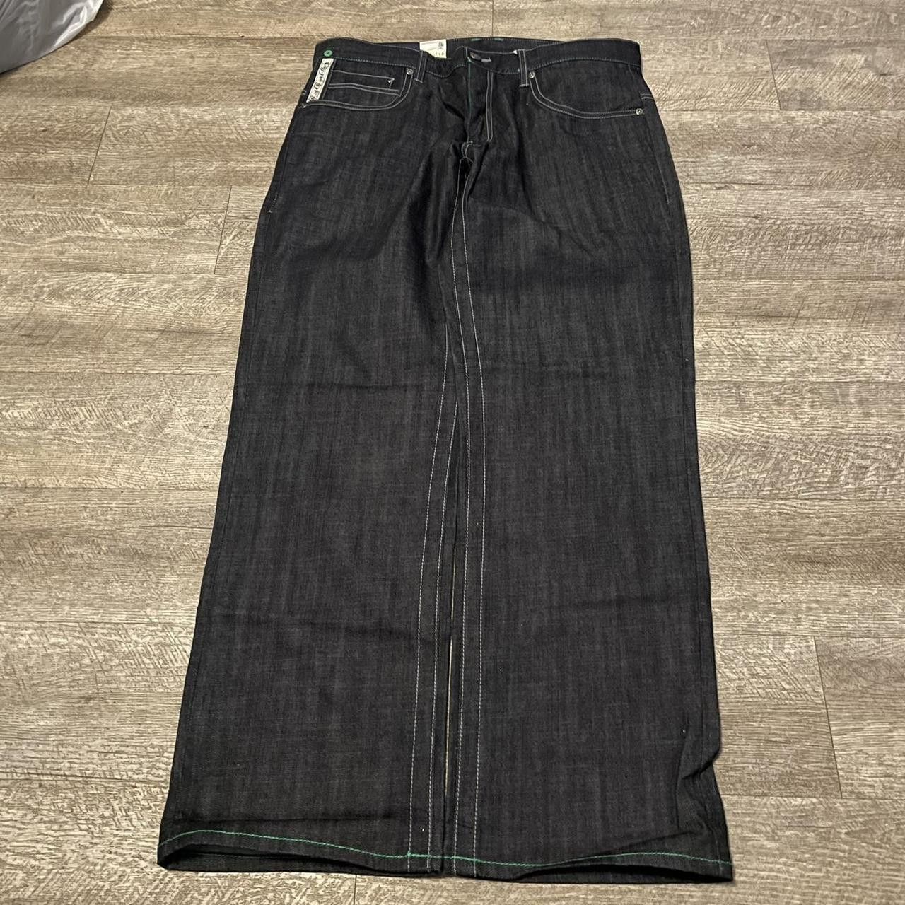 JNCO × Vintage Vintage Y2K Black Parish Embroidered Baggy Wide Leg Jeans Size US 38 / EU 54 - 2 Thumbnail