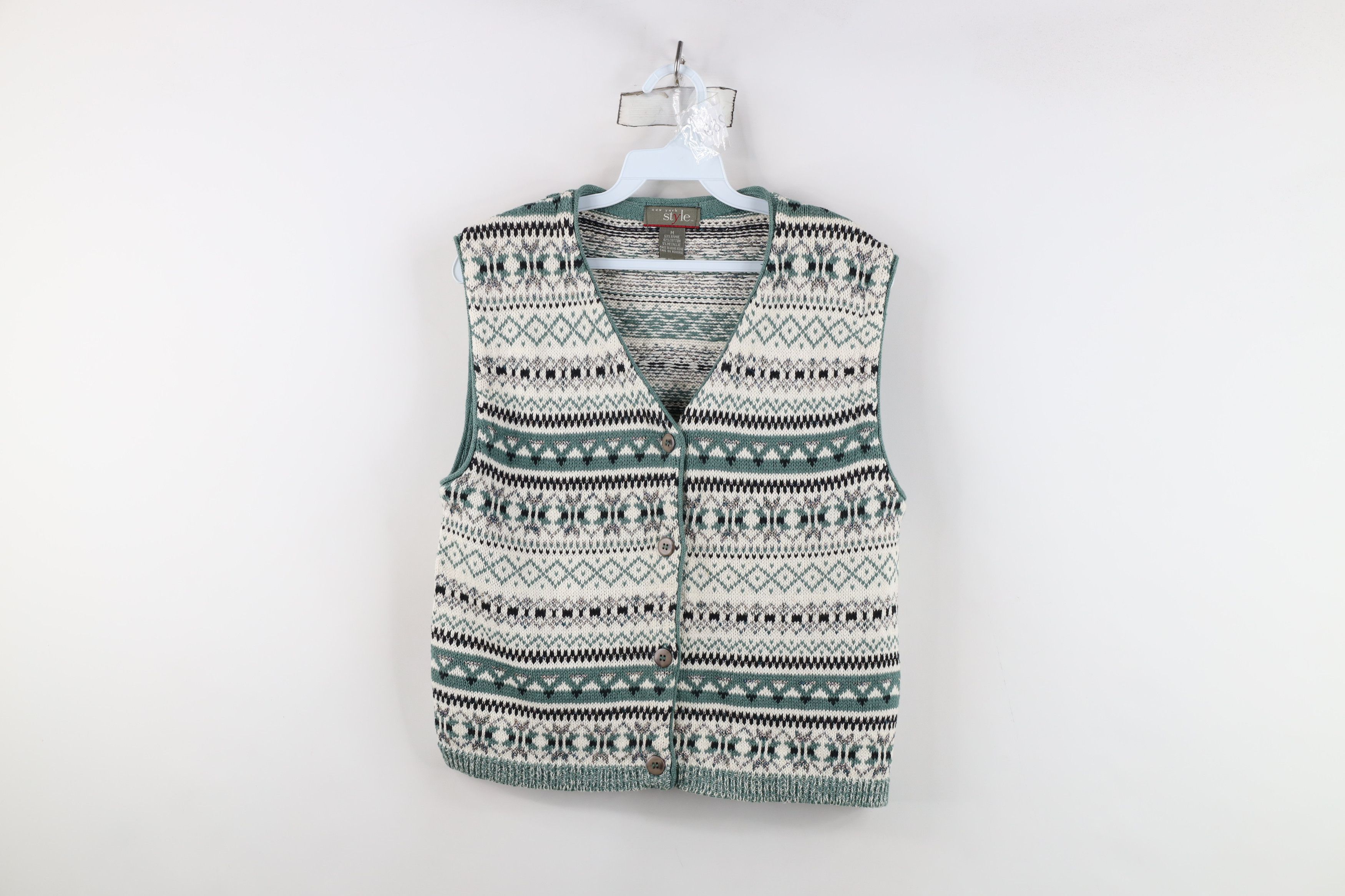 Vintage Vintage 90s Streetwear Metallic Knit Cardigan Sweater Vest Size M / US 6-8 / IT 42-44 - 1 Thumbnail