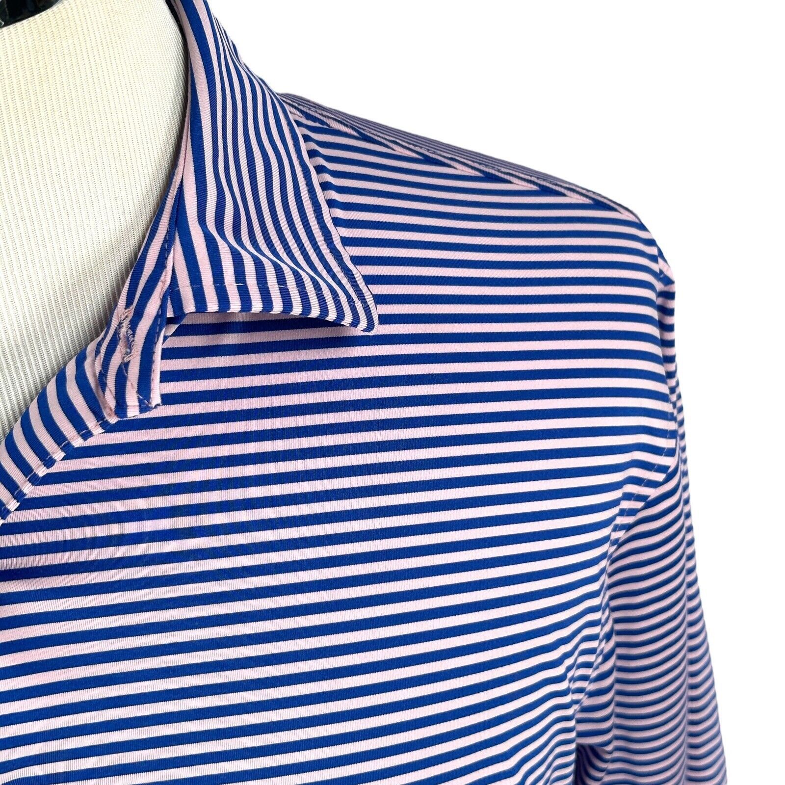 Footjoy FootJoy Polo Shirt Men's L Pink Blue Striped Polyester Golf Size US L / EU 52-54 / 3 - 2 Thumbnail