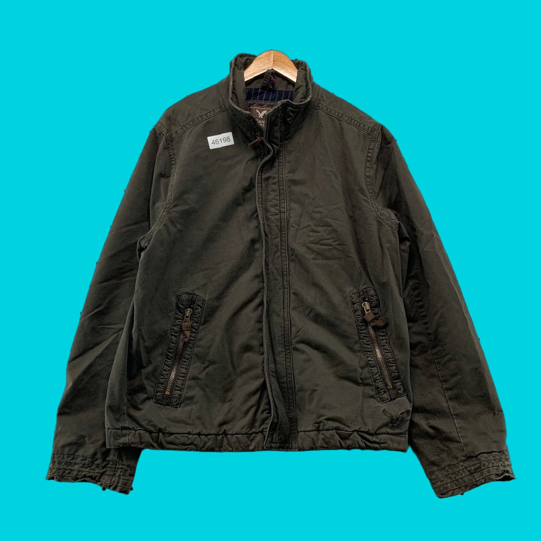 VINTAGE American Eagle Outfitters Military Jacket Mens Large Olive Green Skater Grunge y2K Jacket Men L Green Military Grunge 90s