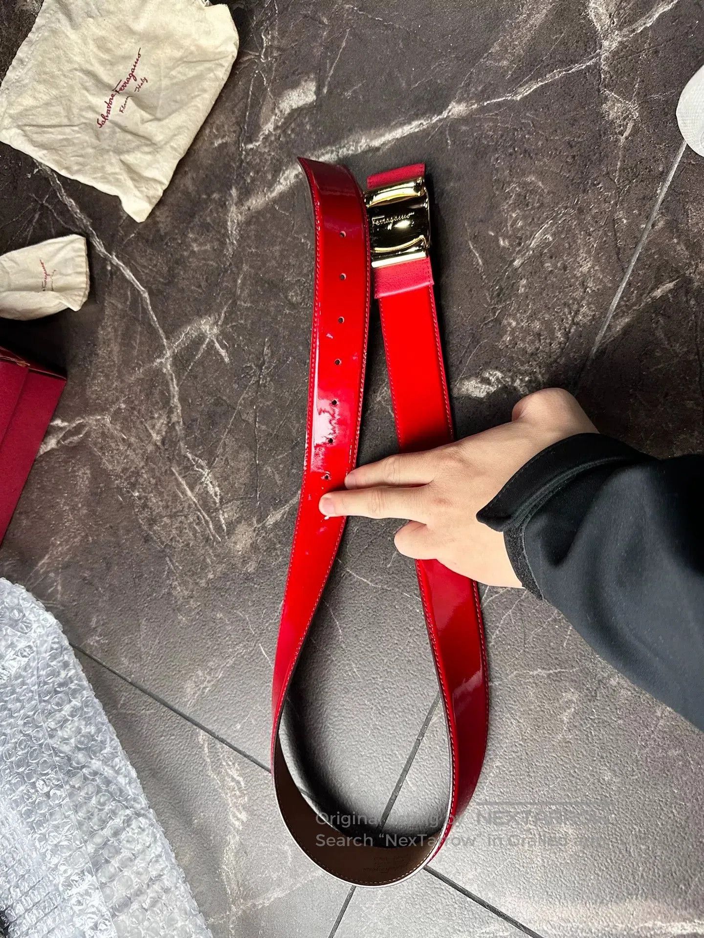 Salvatore Ferragamo Ferragamo Red Patent Leather Belt. Size ONE SIZE - 1 Thumbnail