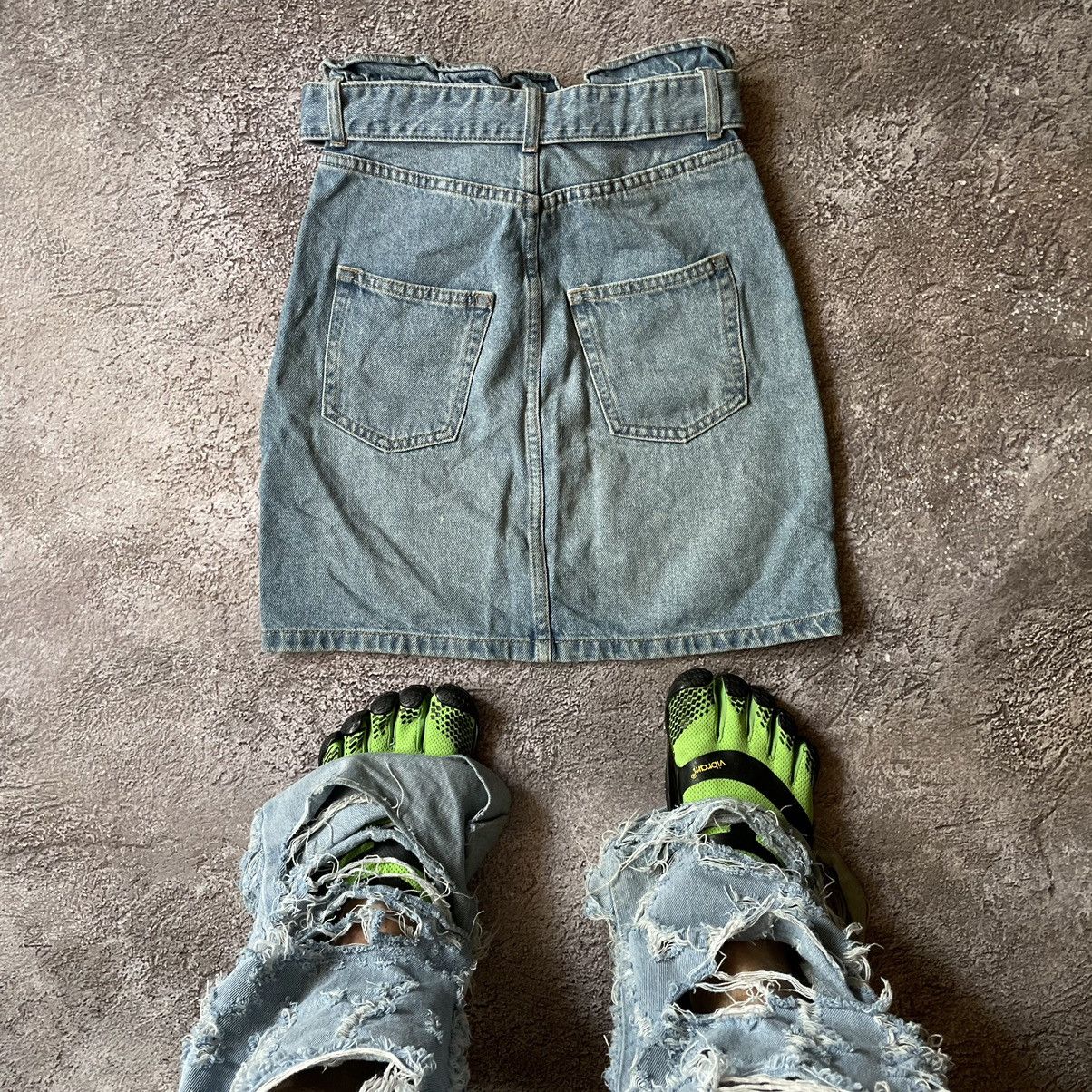 Vintage Vintage 90s Washed Blue Mini Skirt Grunge Y2K Distressed 28 Size 28" / US 6 / IT 42 - 5 Thumbnail