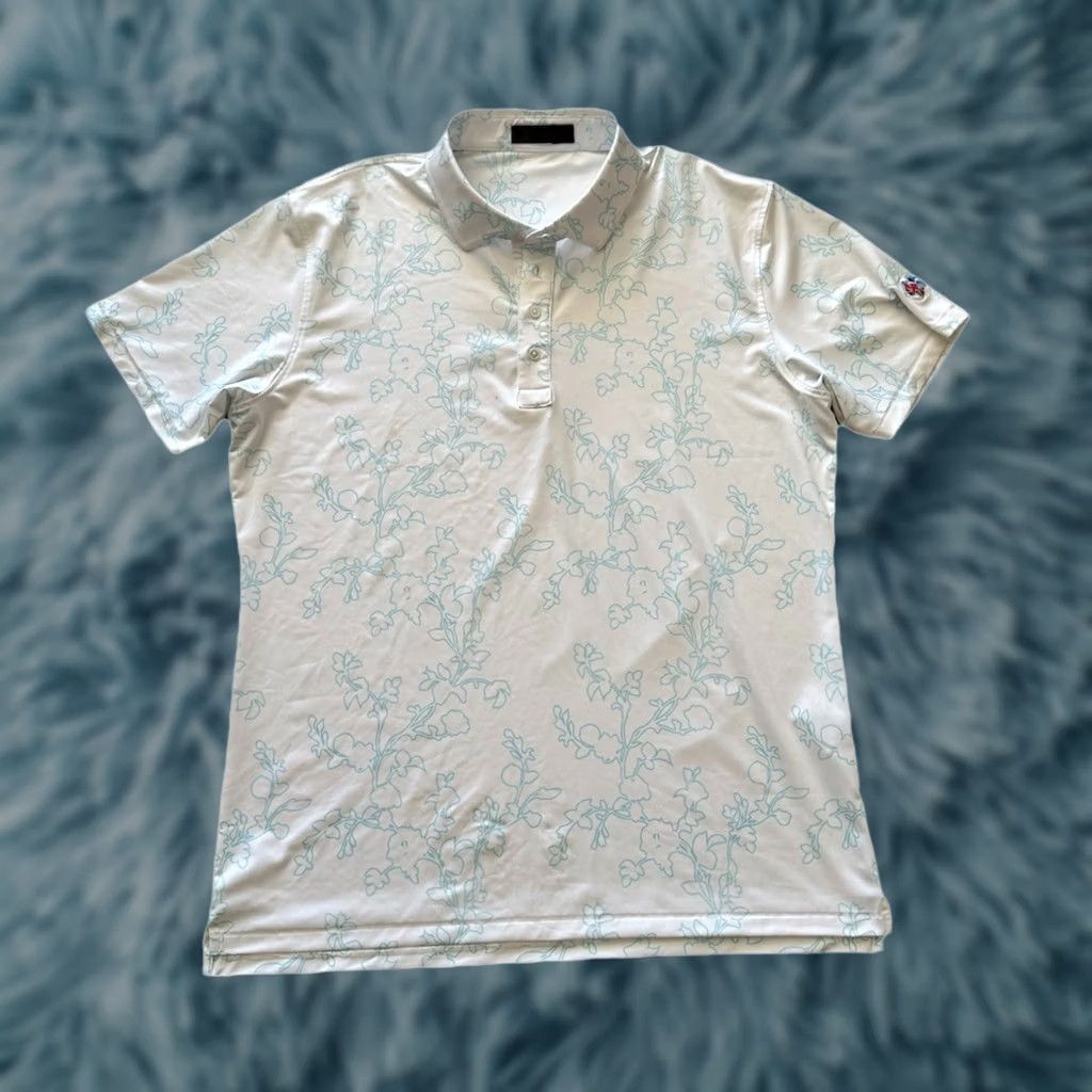 G/FORE G/Fore Polo Shirt Men White Floral Vines G4 Short Sleeve L Large Breathable Moisture Wicking Athletic Golf Shirt Size US L / EU 52-54 / 3 - 1 Thumbnail